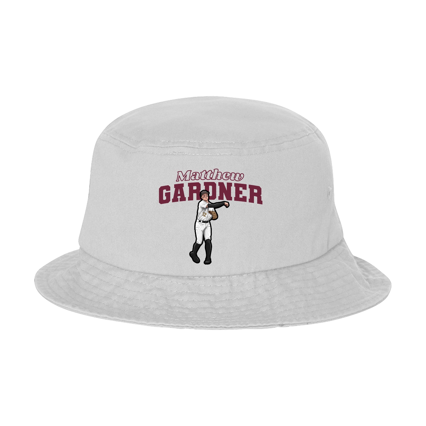 Bucket Cap — Name Arch in White