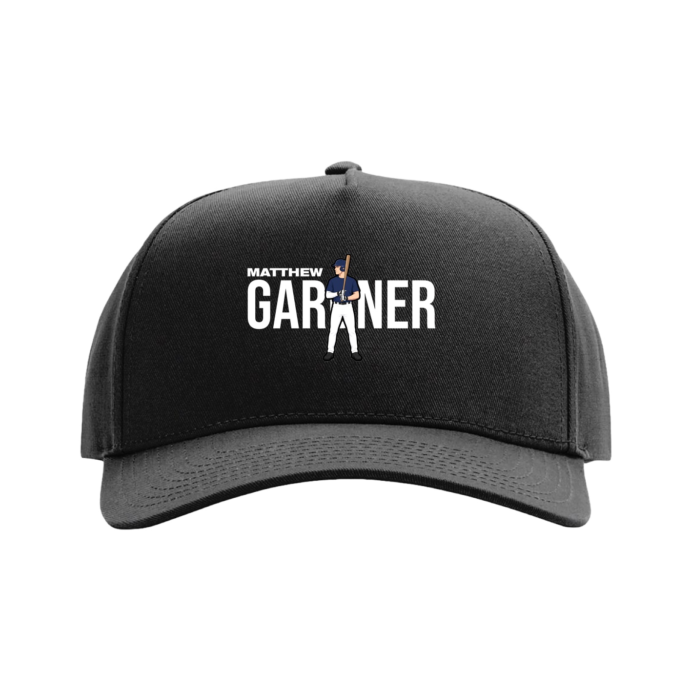 Full Fabric Five-Panel Champ Cap — Player Name in Black
