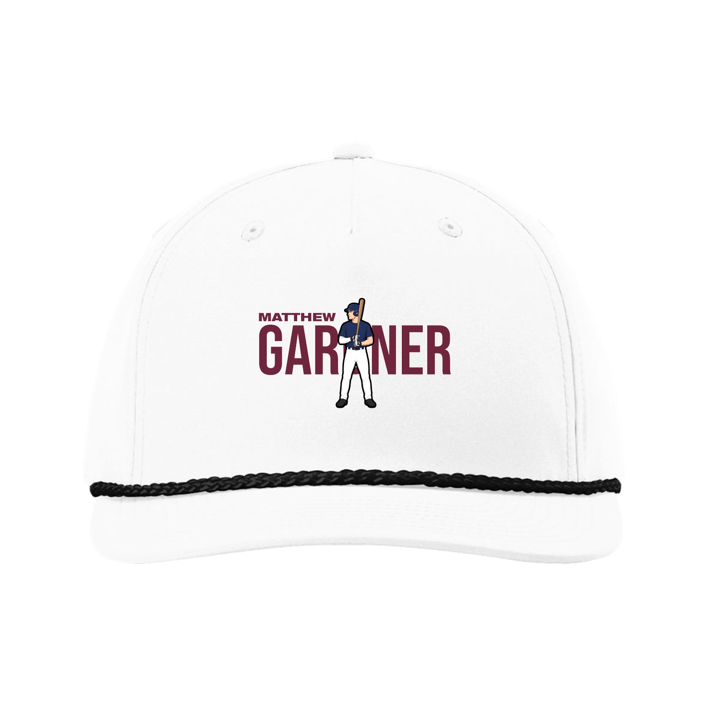 Five-Panel Classic Rope Cap — Player Name in White