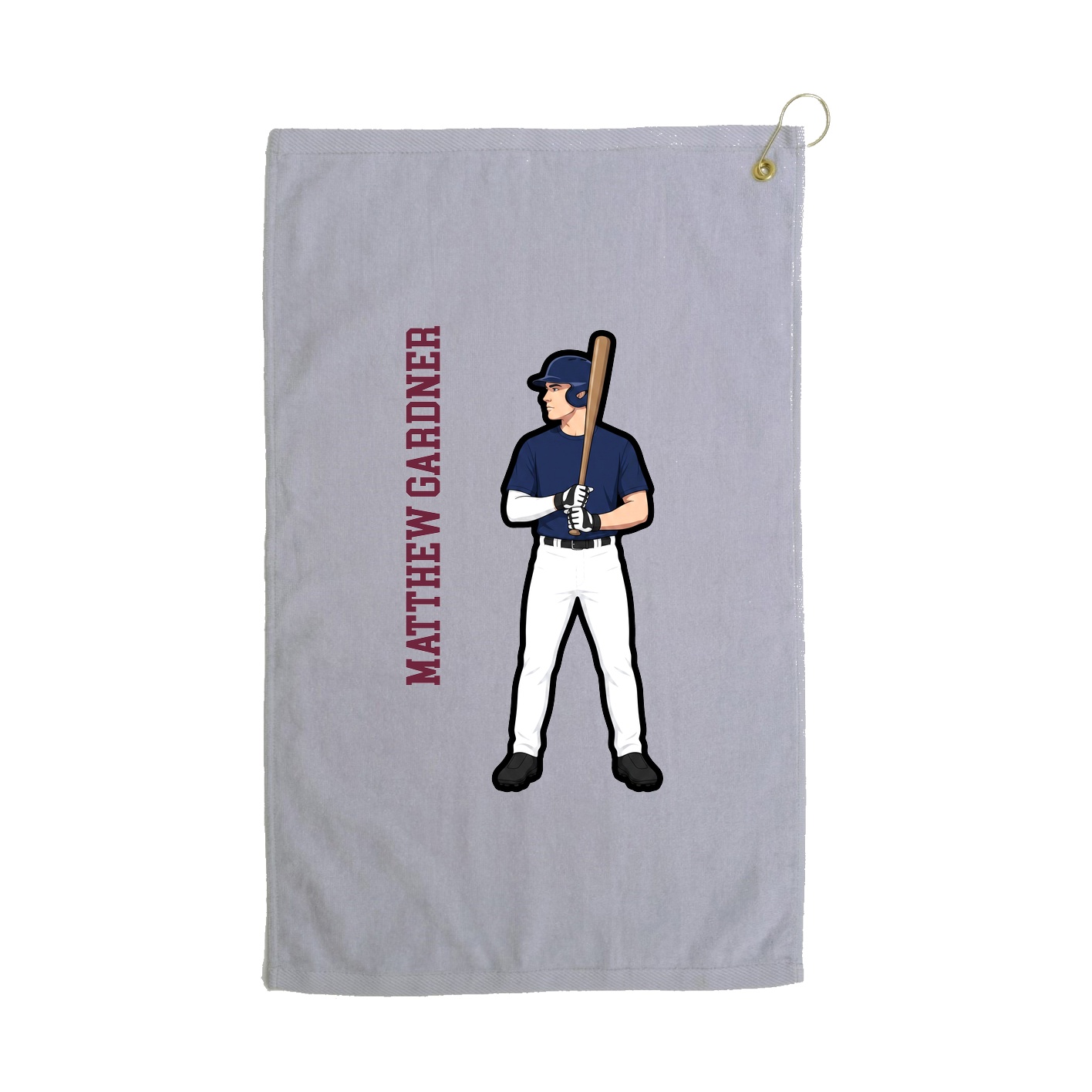Golf Towel — Name Vertical in Grey