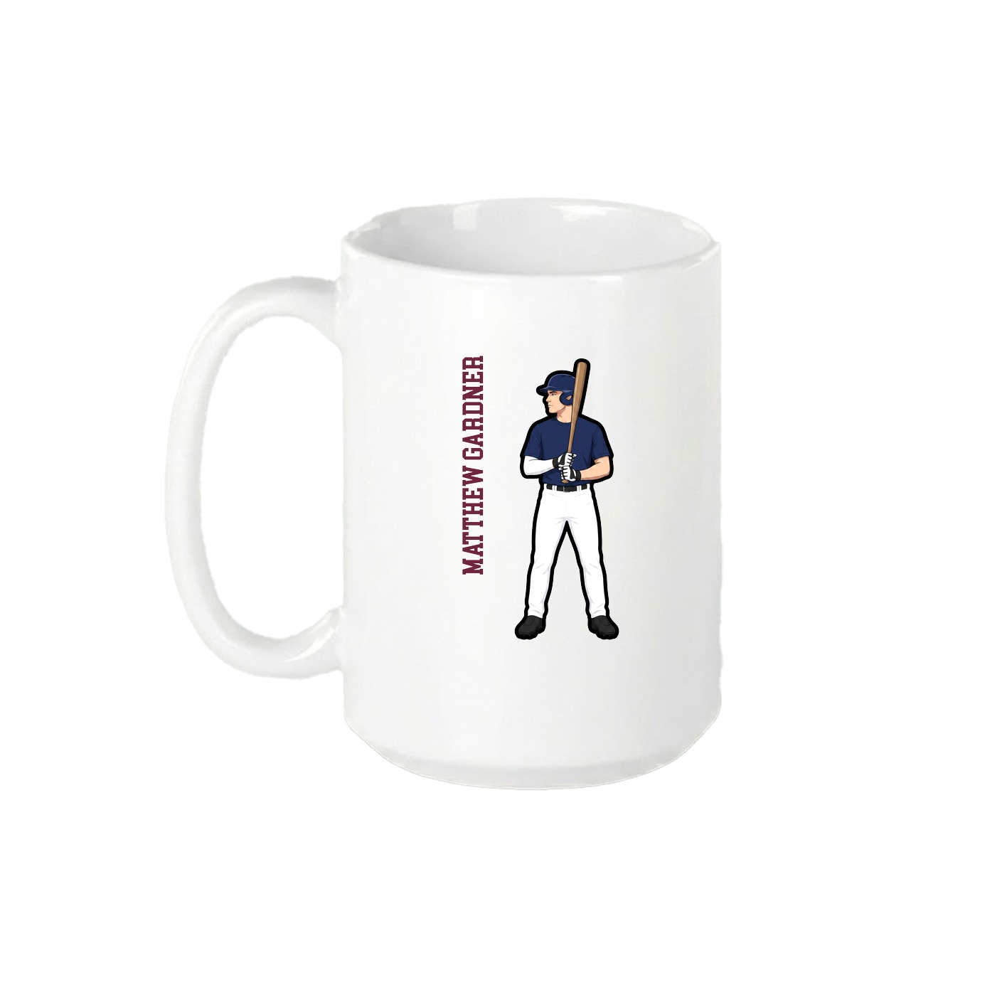 15oz Coffee Mug — Name Vertical in White