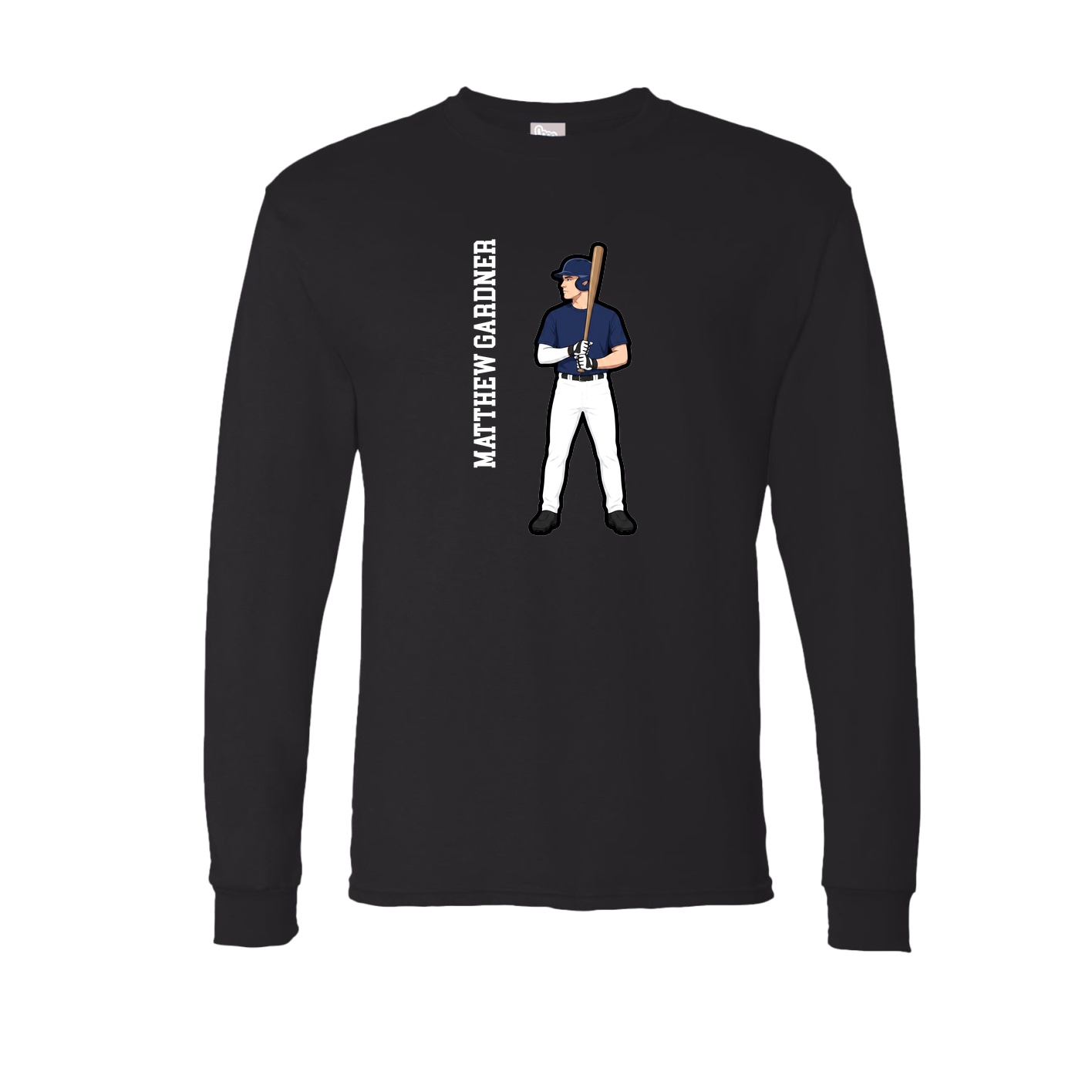 Long Sleeve Tee — Name Vertical in Black