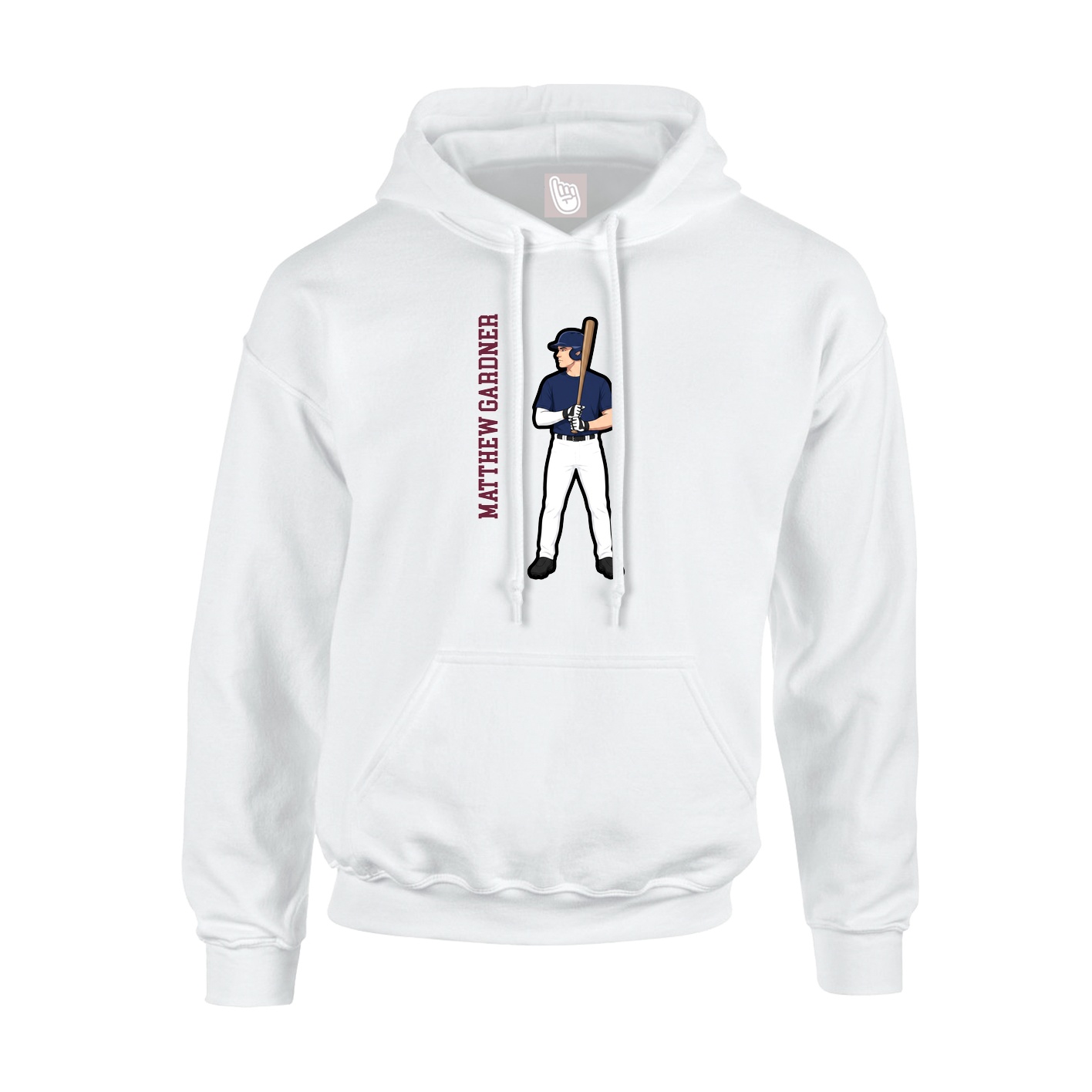 Hoodie — Name Vertical in White