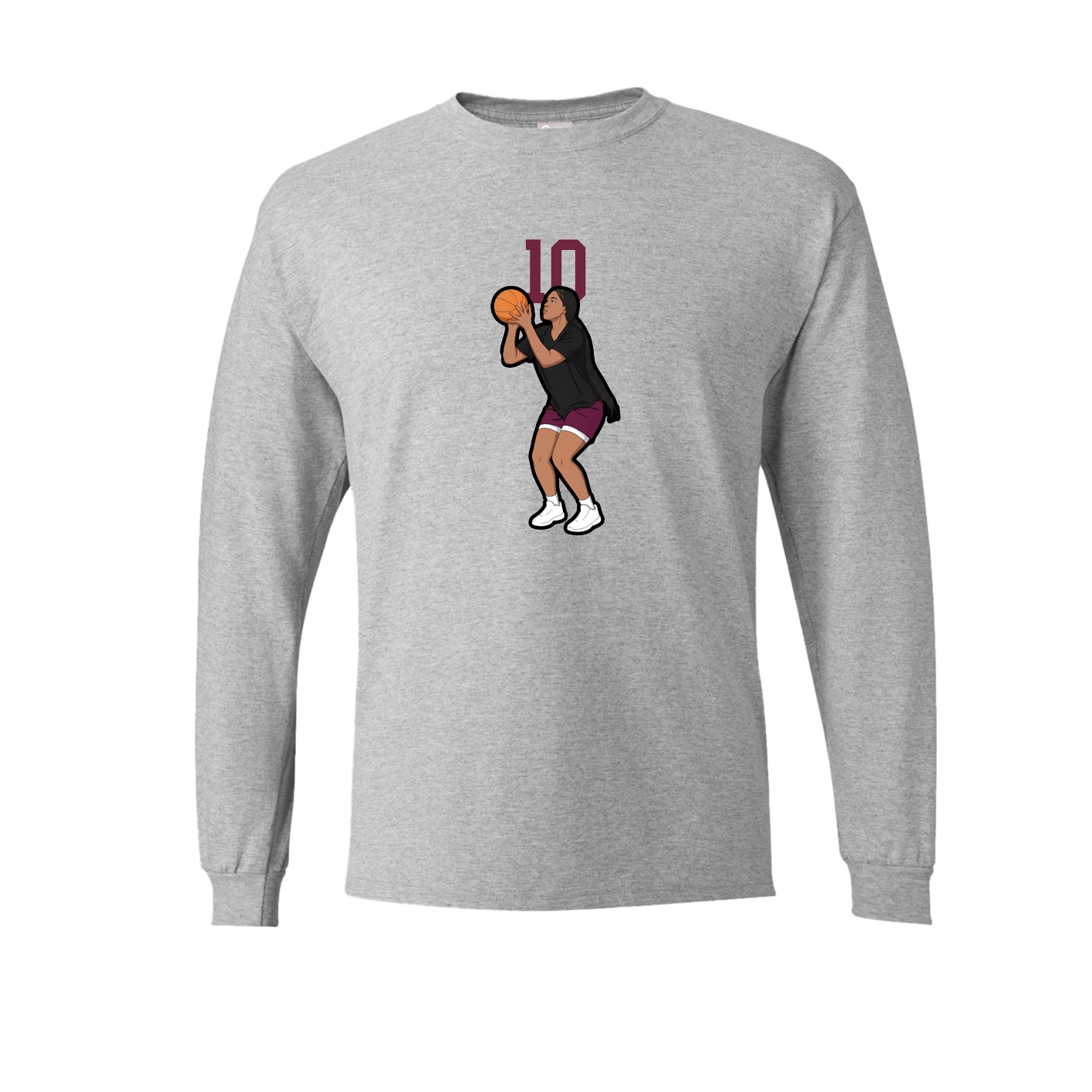 Long Sleeve Tee — Number Top in Grey