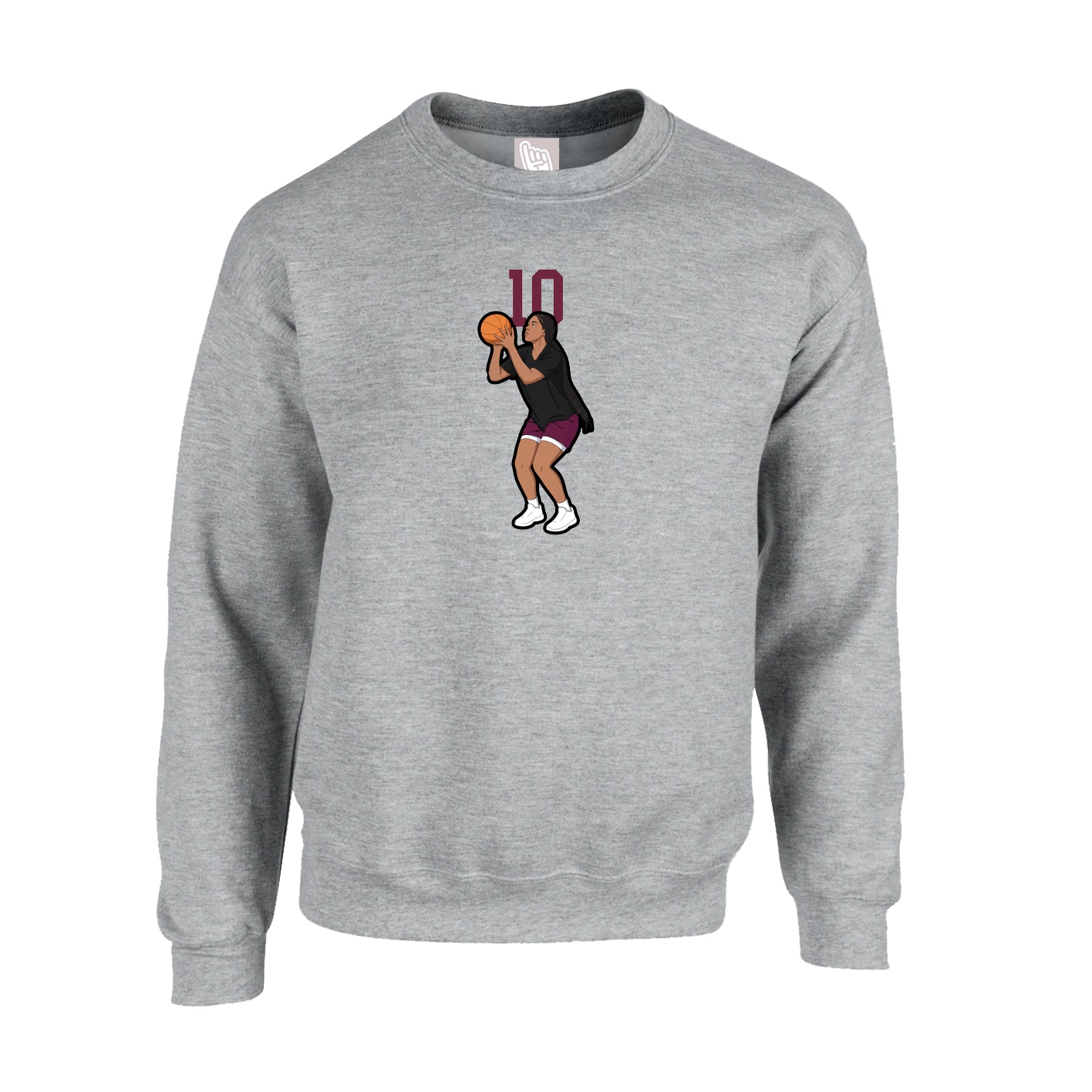 Fleece Crew — Number Top in Grey