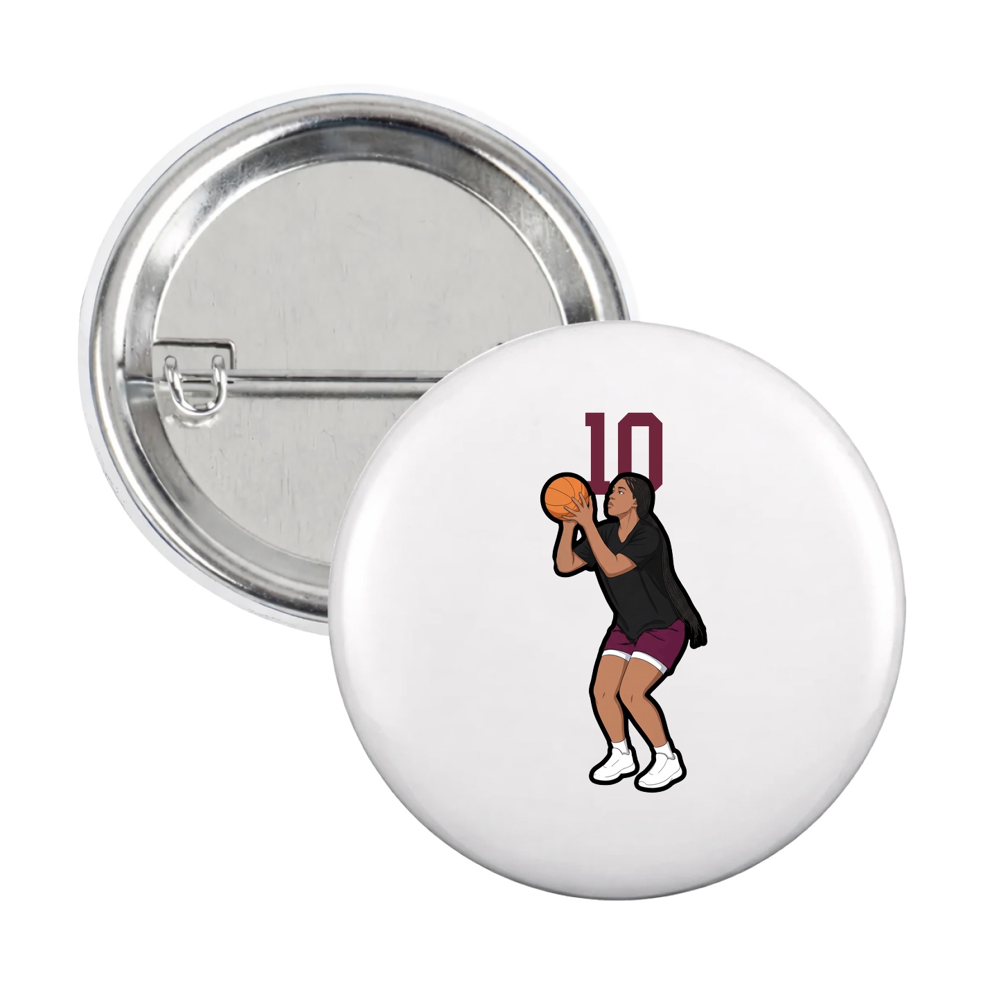 Game Day Button — Number Top in White