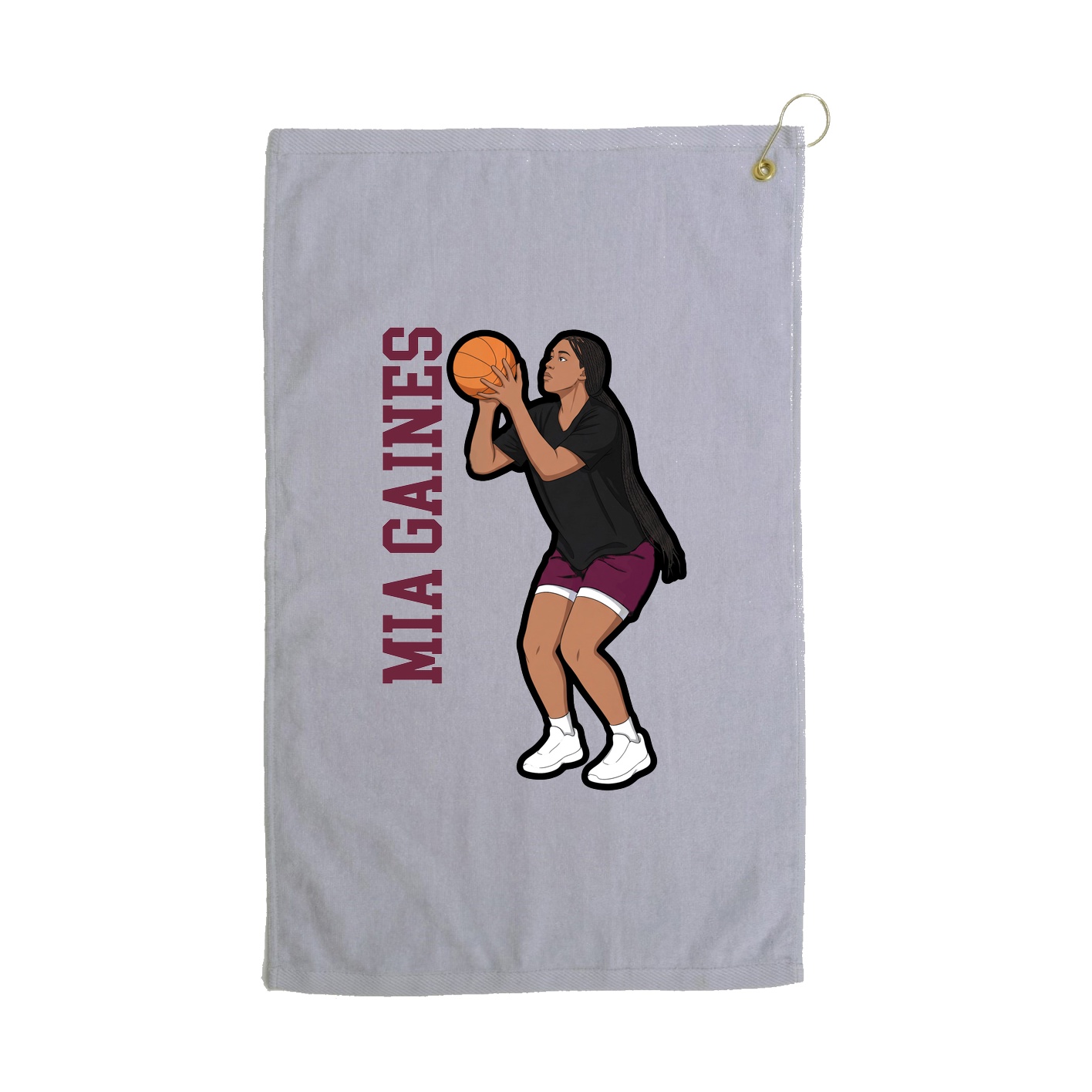 Golf Towel — Name Vertical in Grey