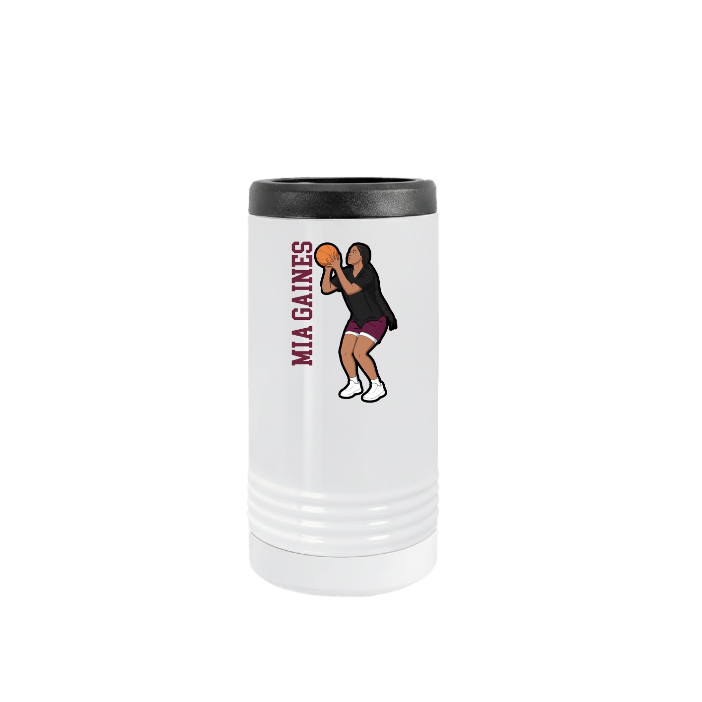 Slim Beverage Holder — Name Vertical in White