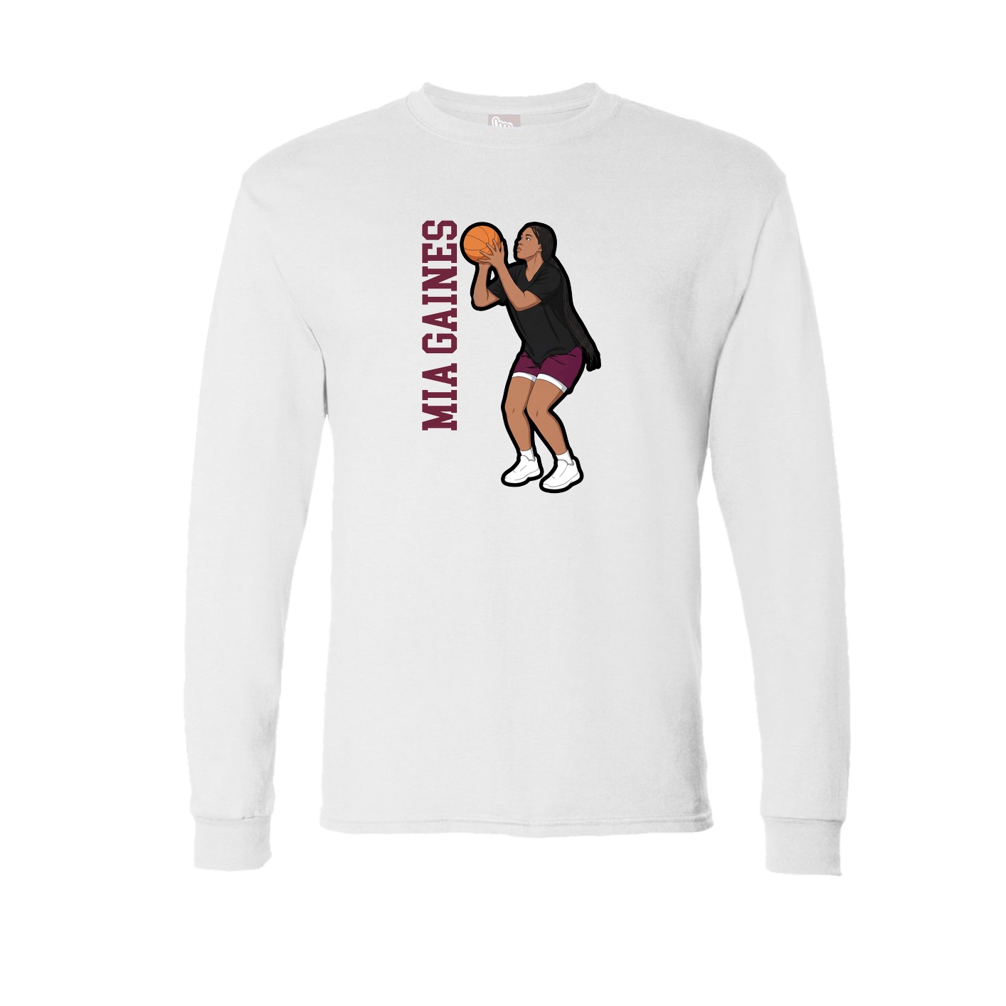 Long Sleeve Tee — Name Vertical in White