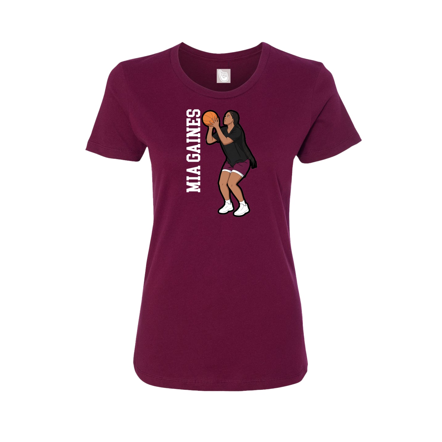 Fitted Women's Tee — Name Vertical in Maroon