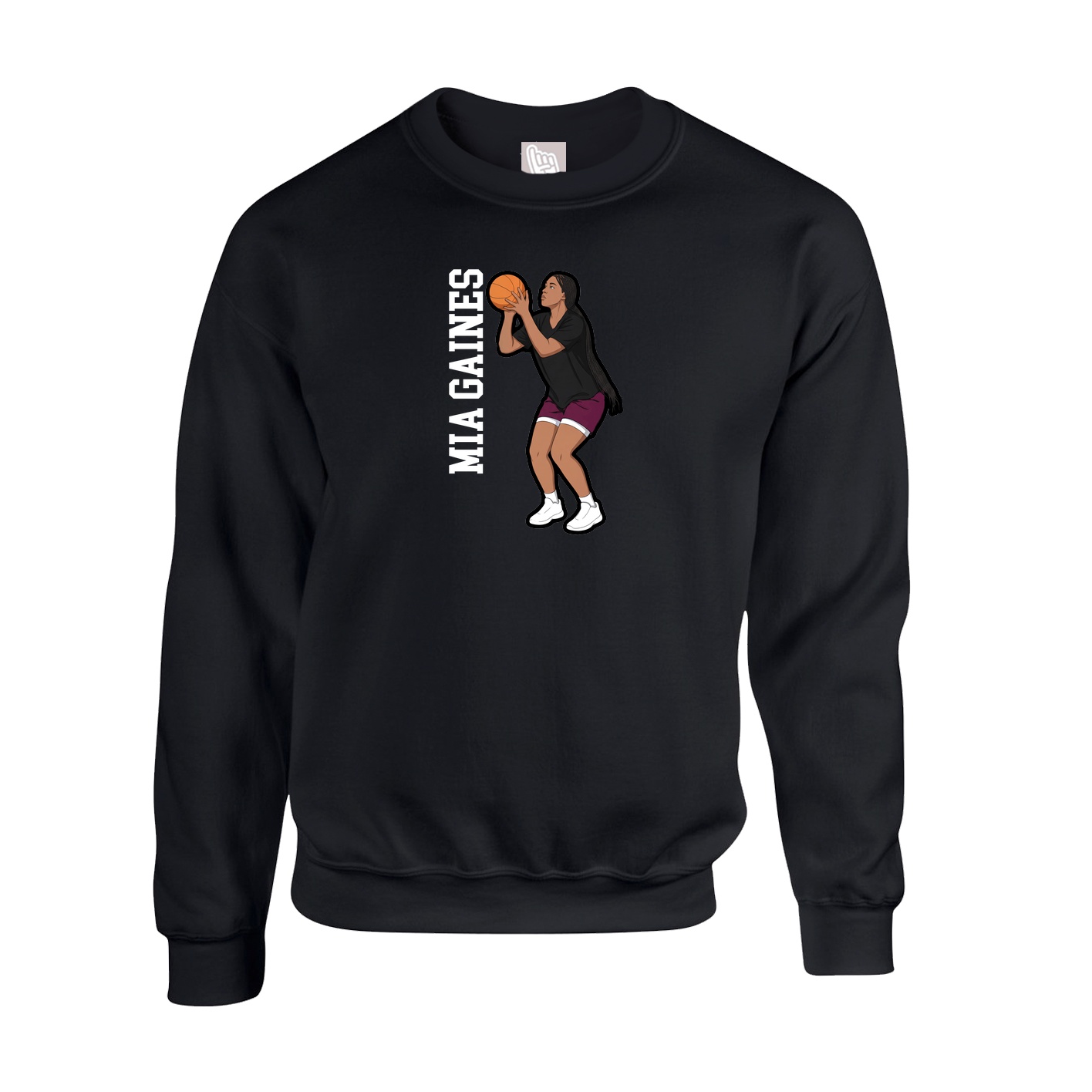 Fleece Crew — Name Vertical in Black