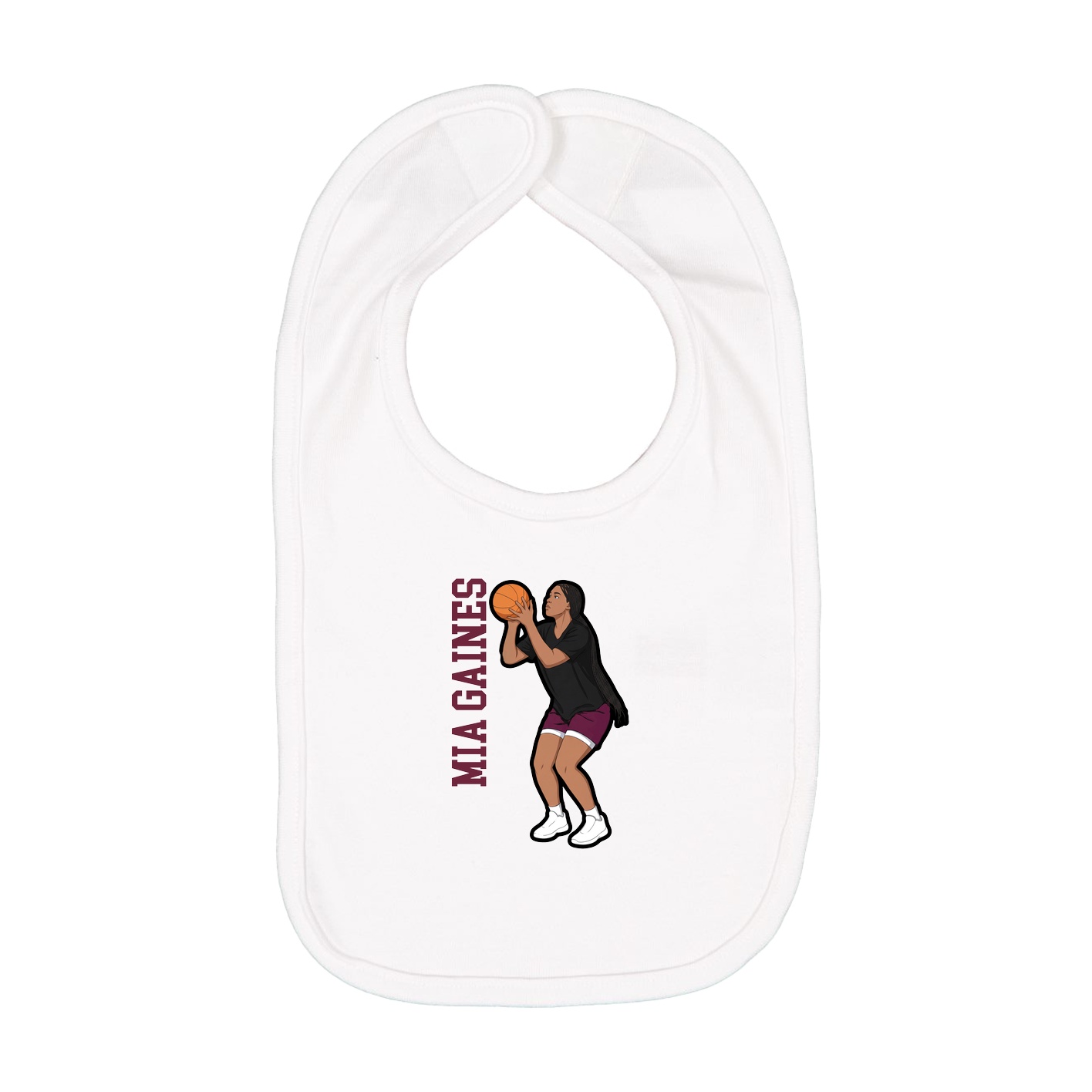 Infant Bib — Name Vertical in White