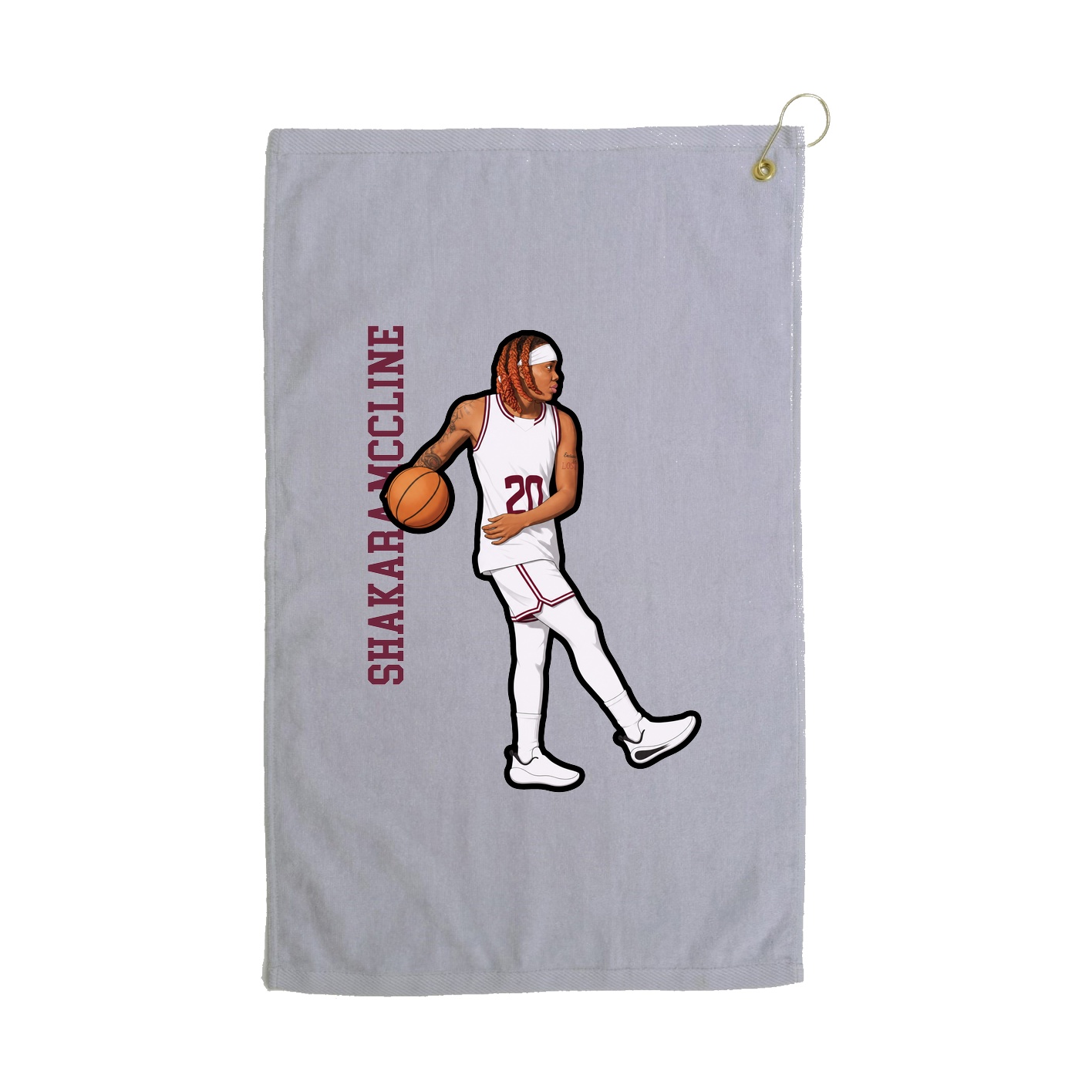 Golf Towel — Name Vertical in Grey