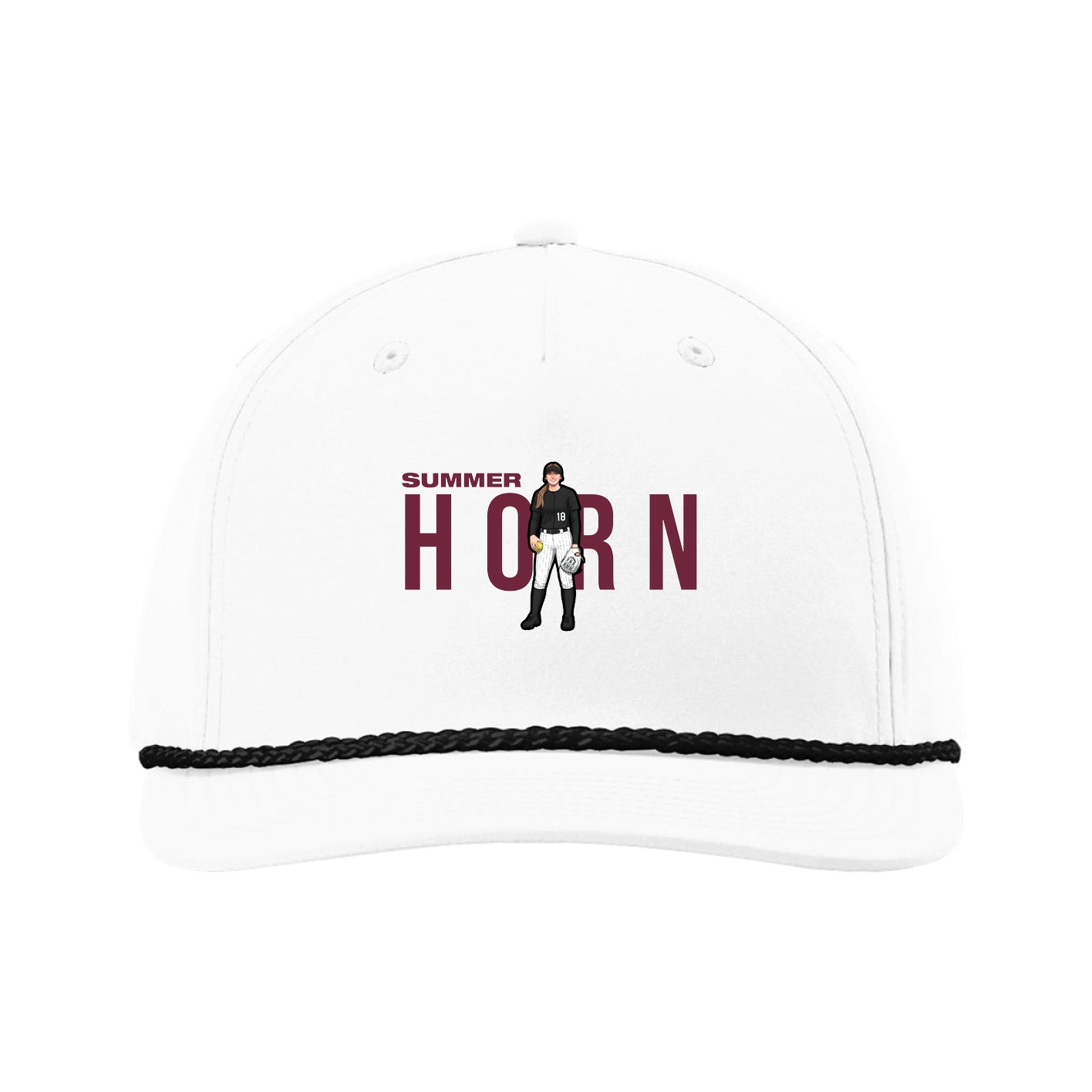 Five-Panel Classic Rope Cap — Player Name in White
