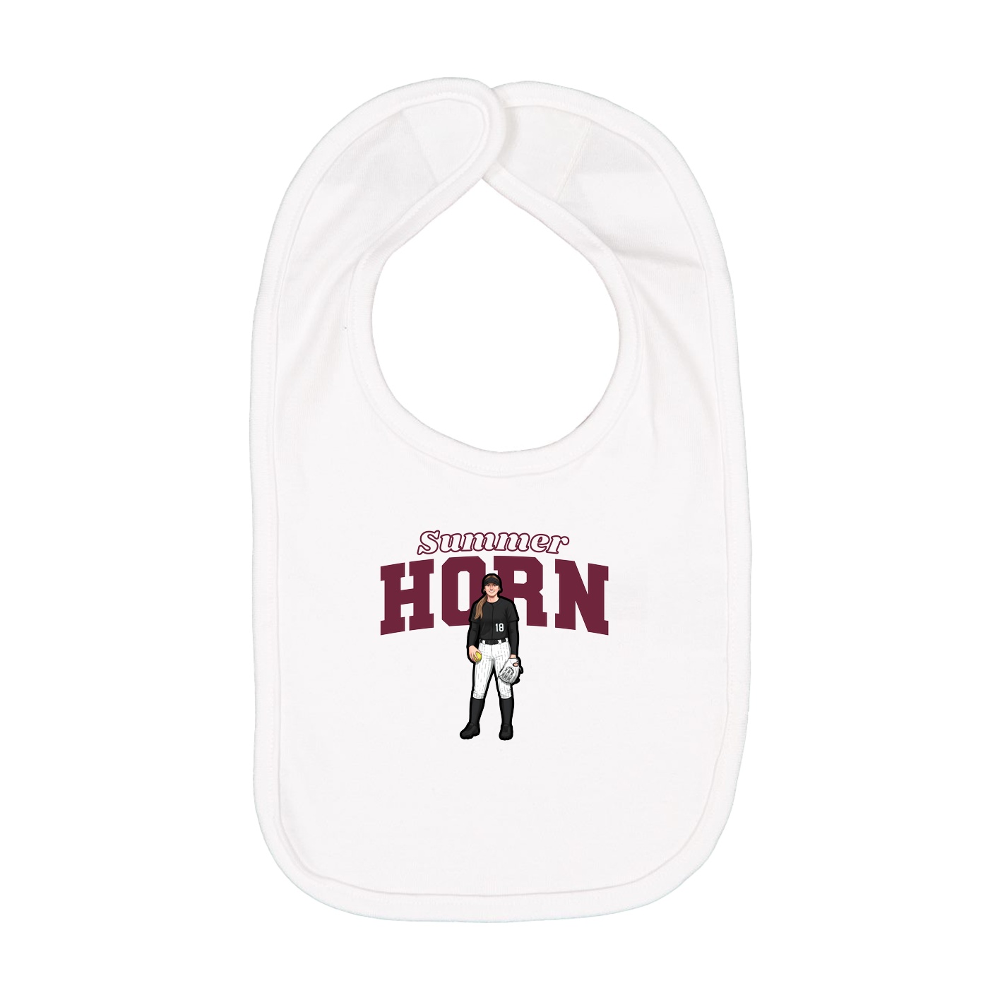 Infant Bib — Name Arch in White