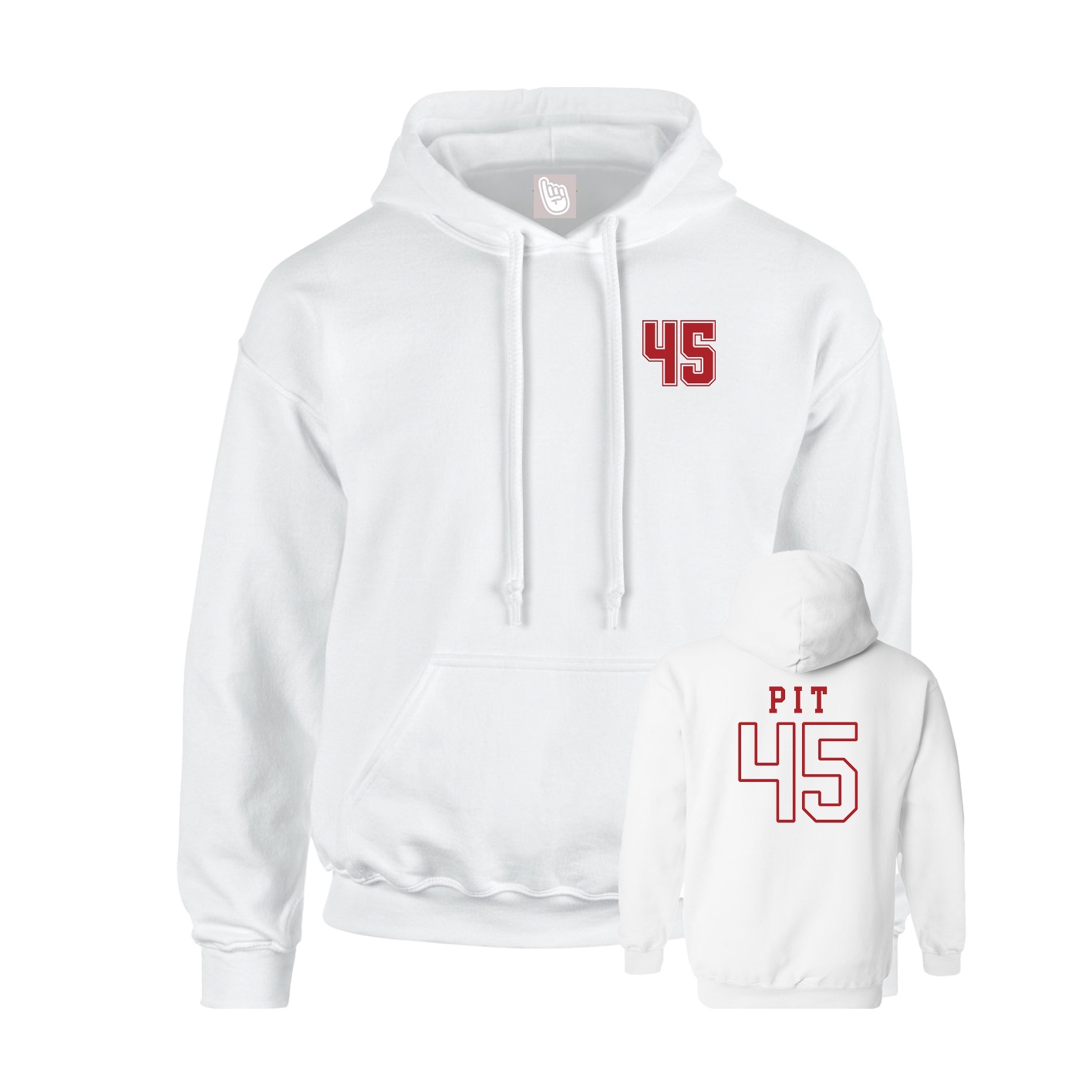 Youth Hoodie — Chest Back in White