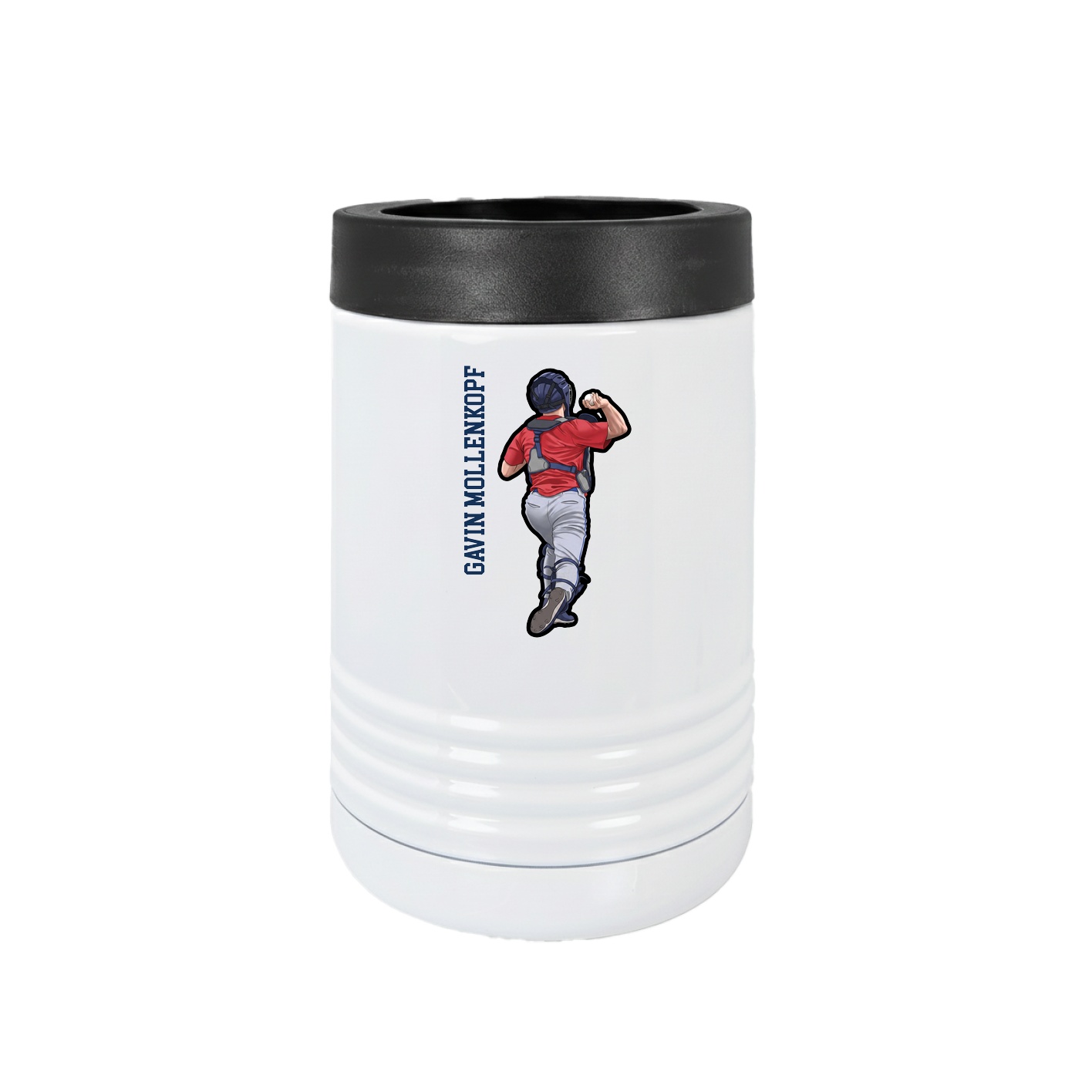 Beverage Holder — Name Vertical in White
