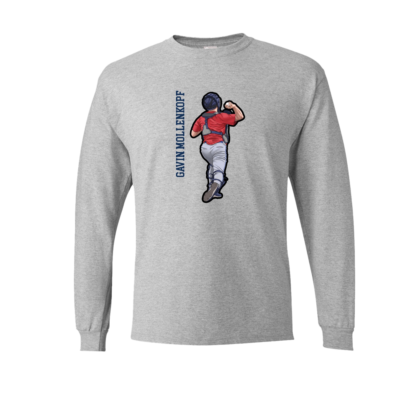 Long Sleeve Tee — Name Vertical in Grey
