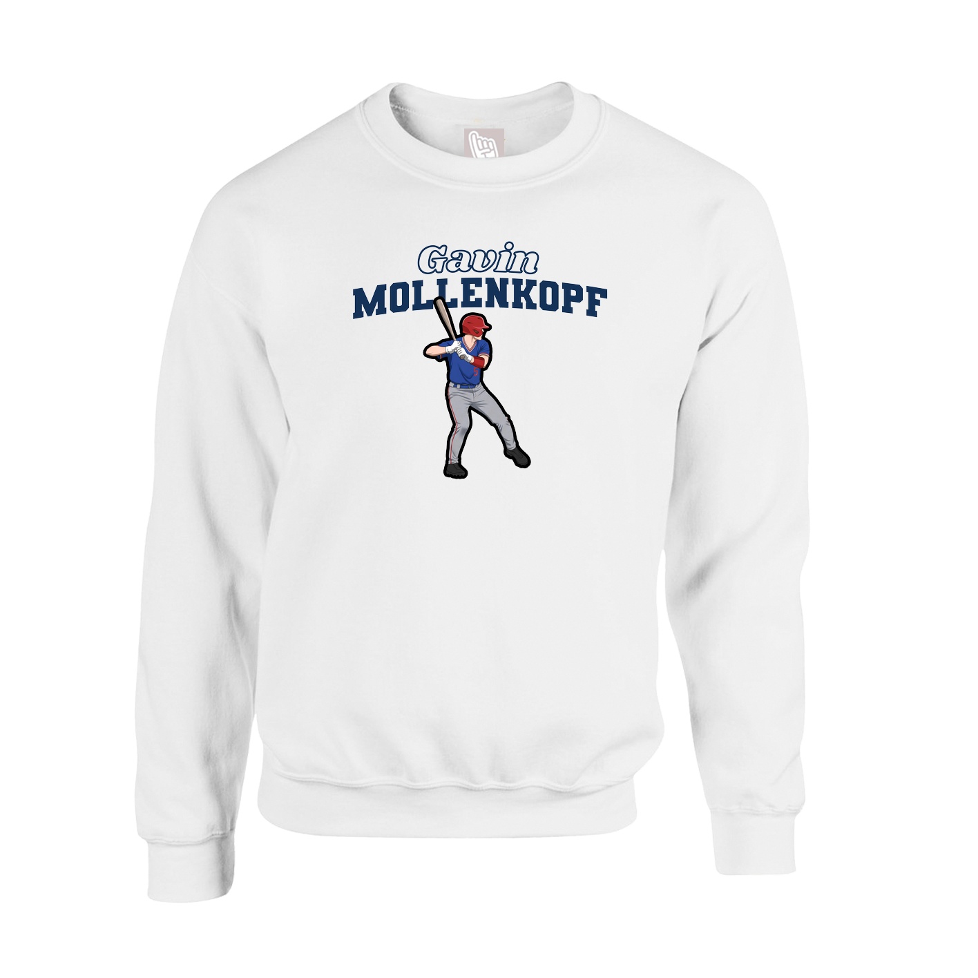 Fleece Crew — Name Arch in White