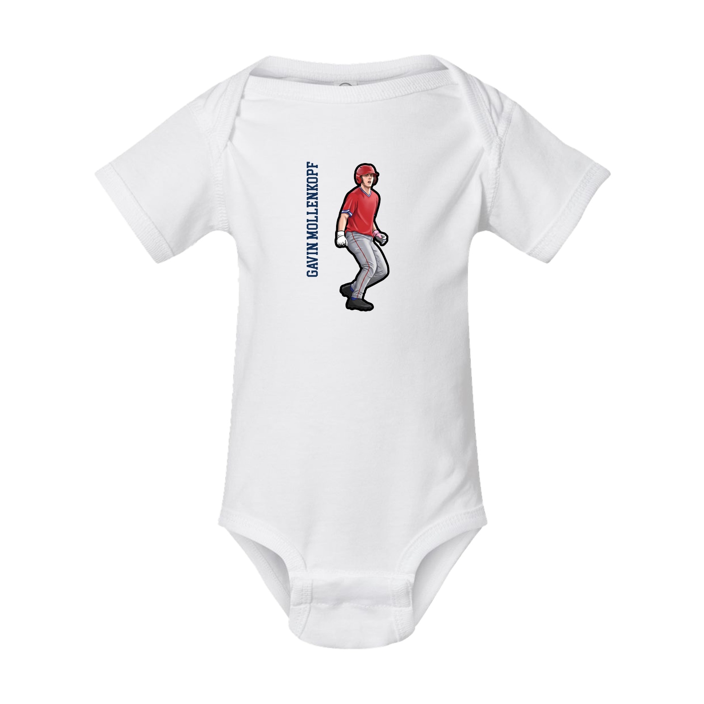 Baby Onesie — Name Vertical in White
