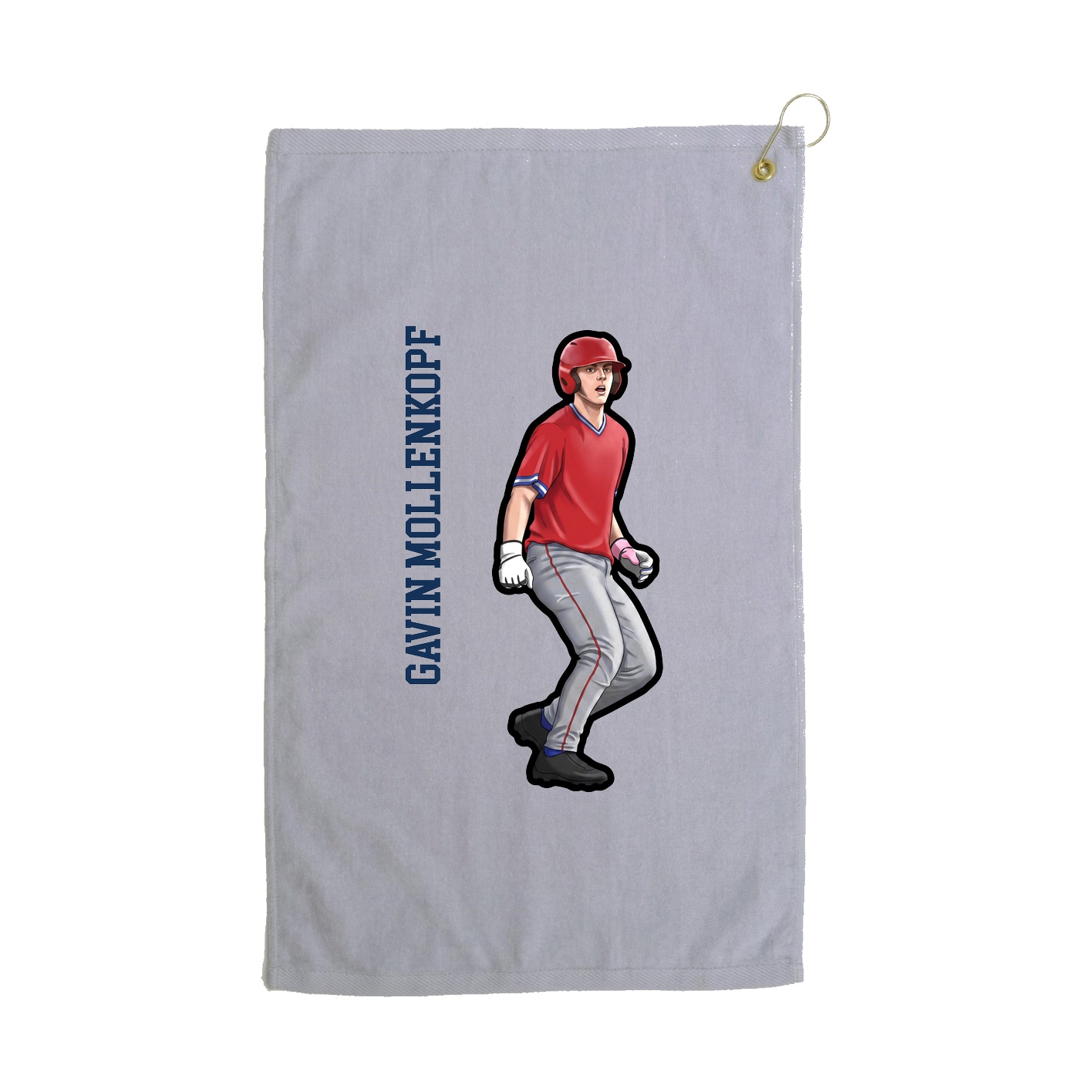 Golf Towel — Name Vertical in Grey