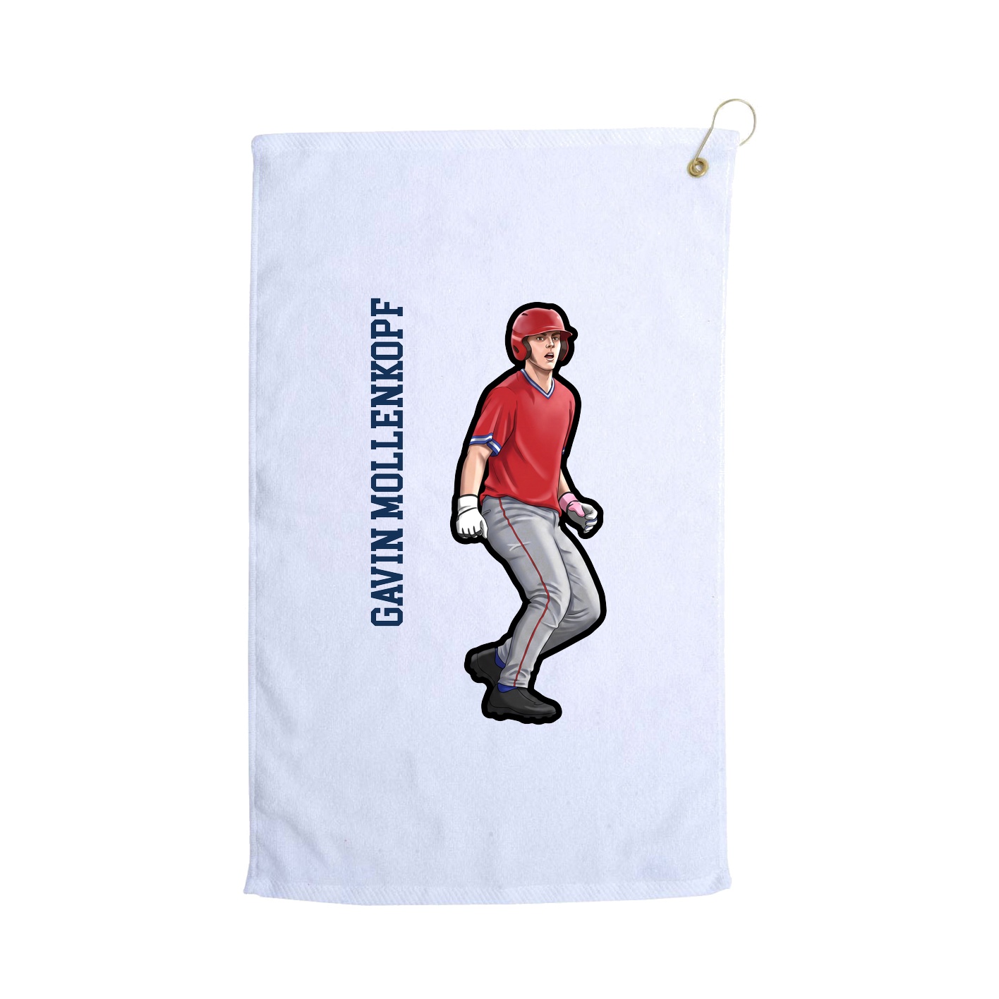 Golf Towel — Name Vertical in White