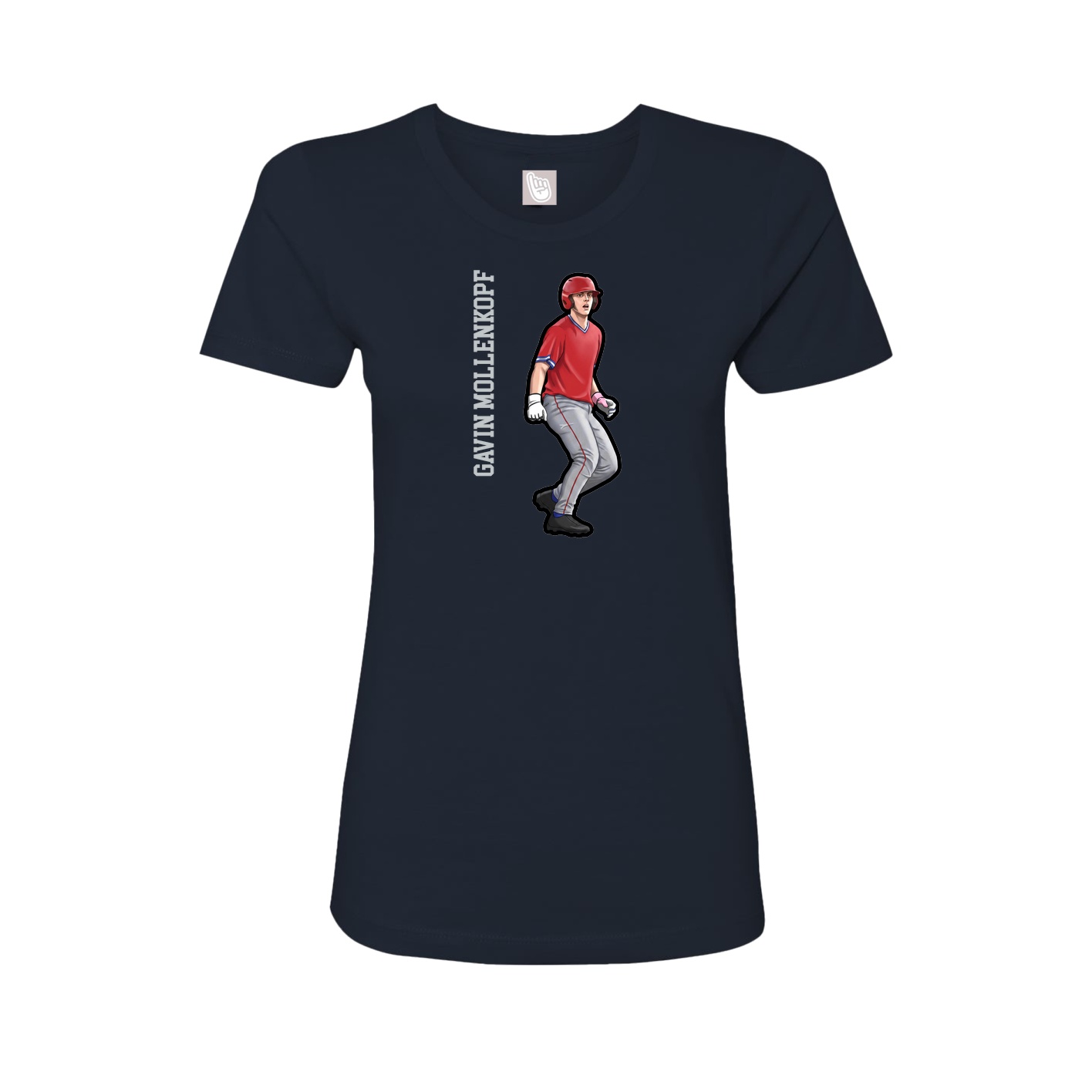 Womens Tee — Name Vertical in Navy