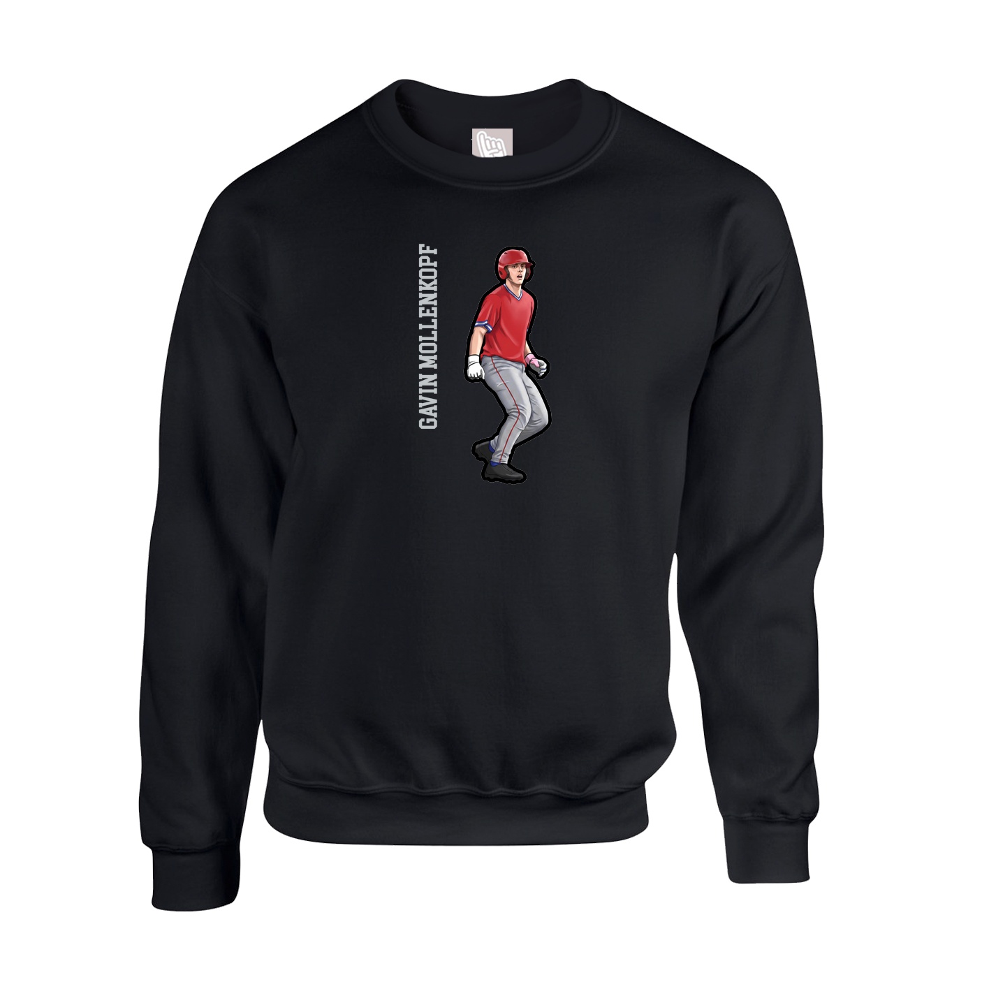 Fleece Crew — Name Vertical in Black