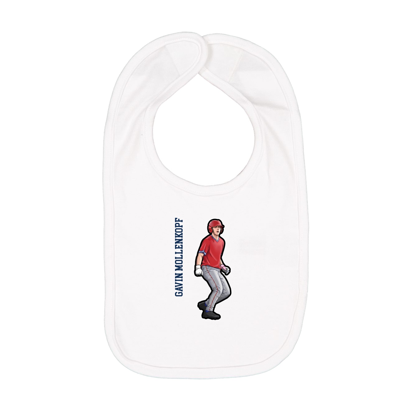 Infant Bib — Name Vertical in White