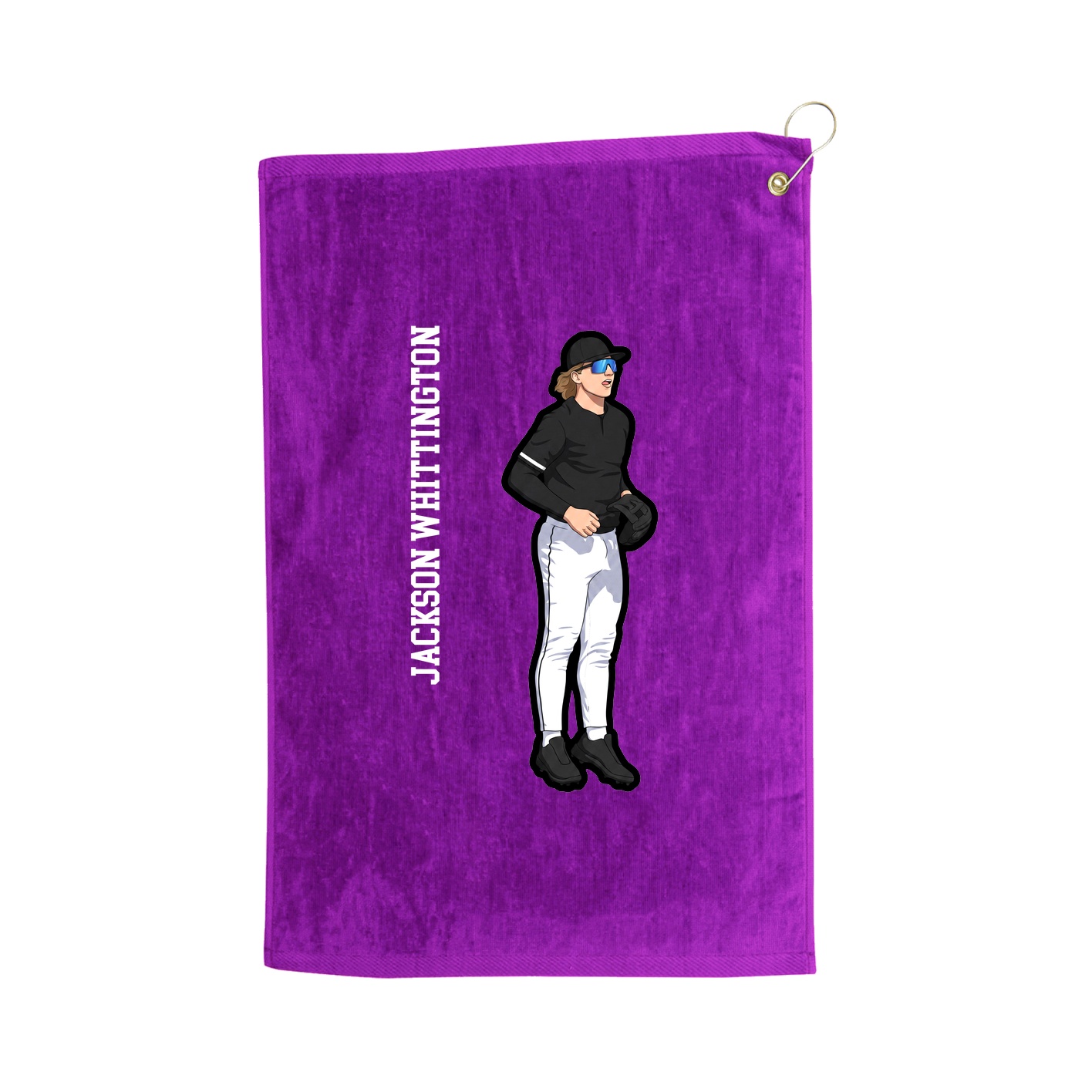 Golf Towel — Name Vertical in Purple