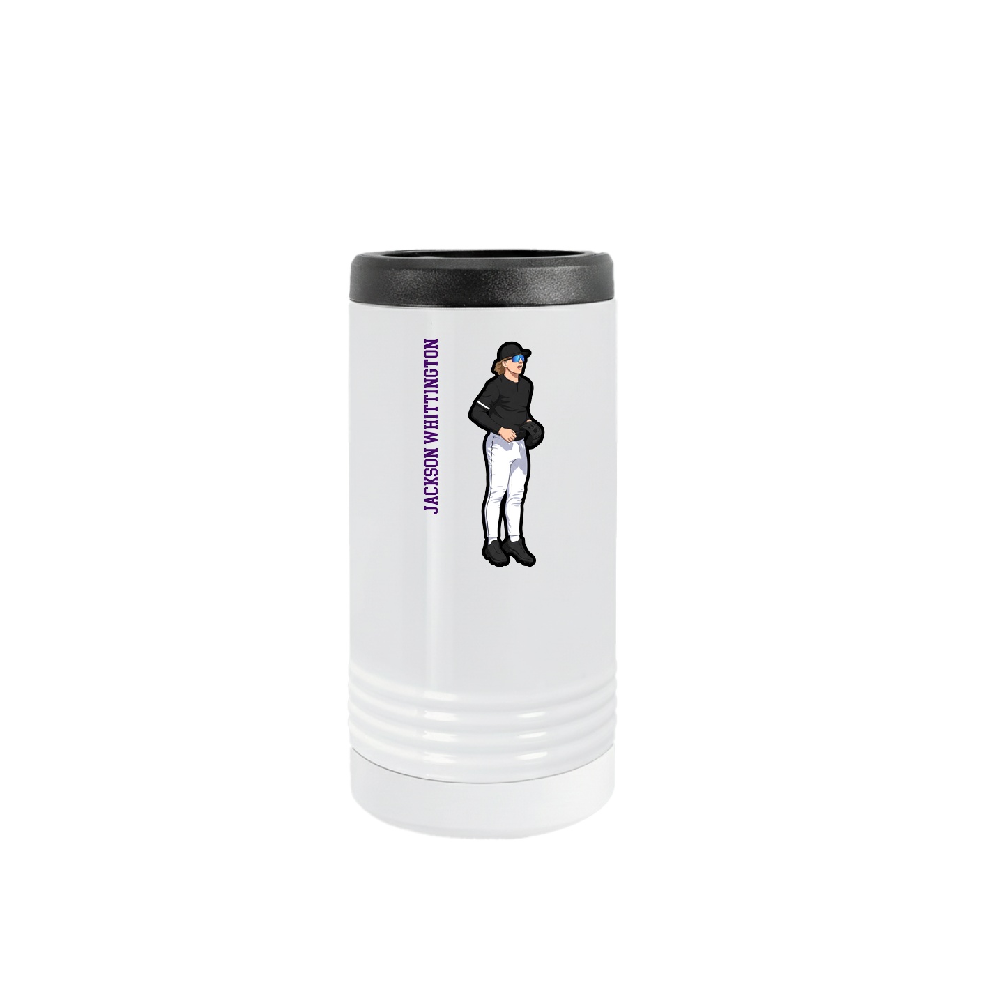 Slim Beverage Holder — Name Vertical in White