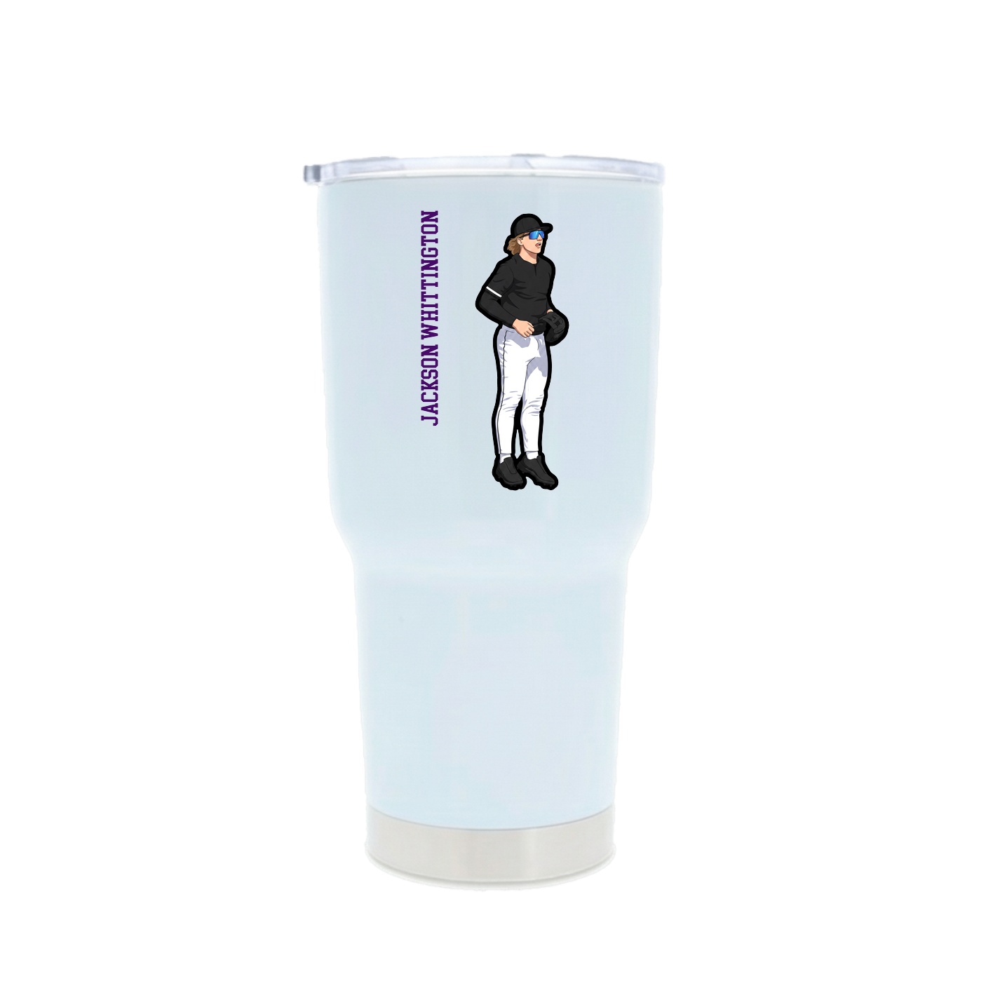 30oz Stainless Steel Tumbler — Name Vertical in White