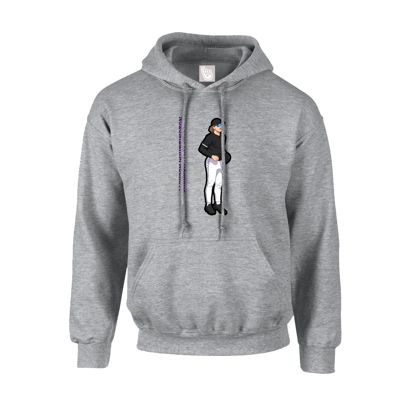 Hoodie — Name Vertical in Grey