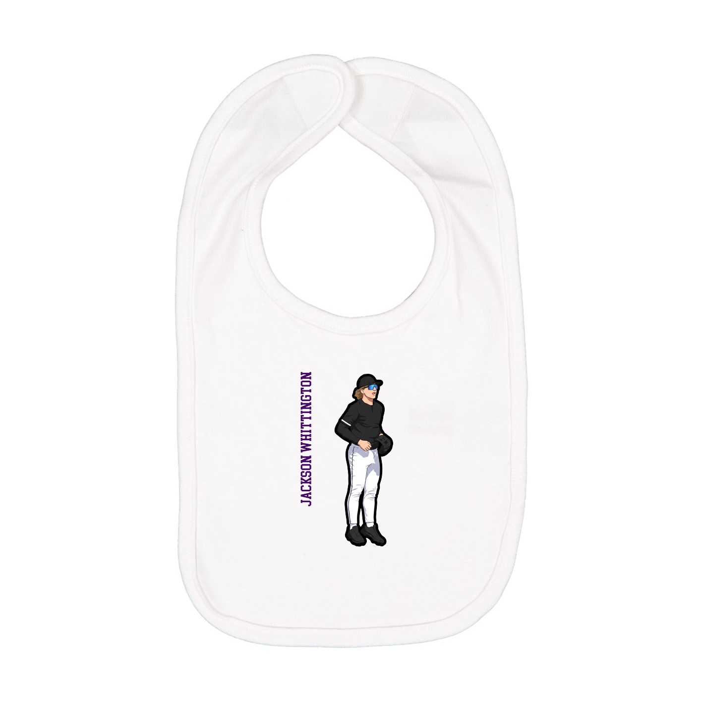Infant Bib — Name Vertical in White