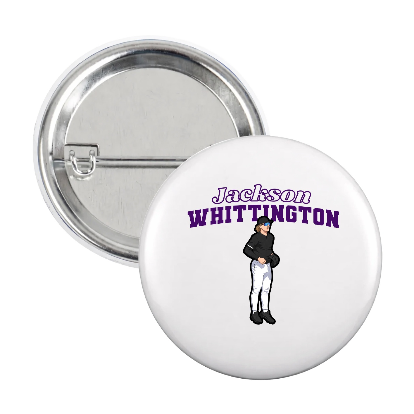 Game Day Button — Name Arch in White