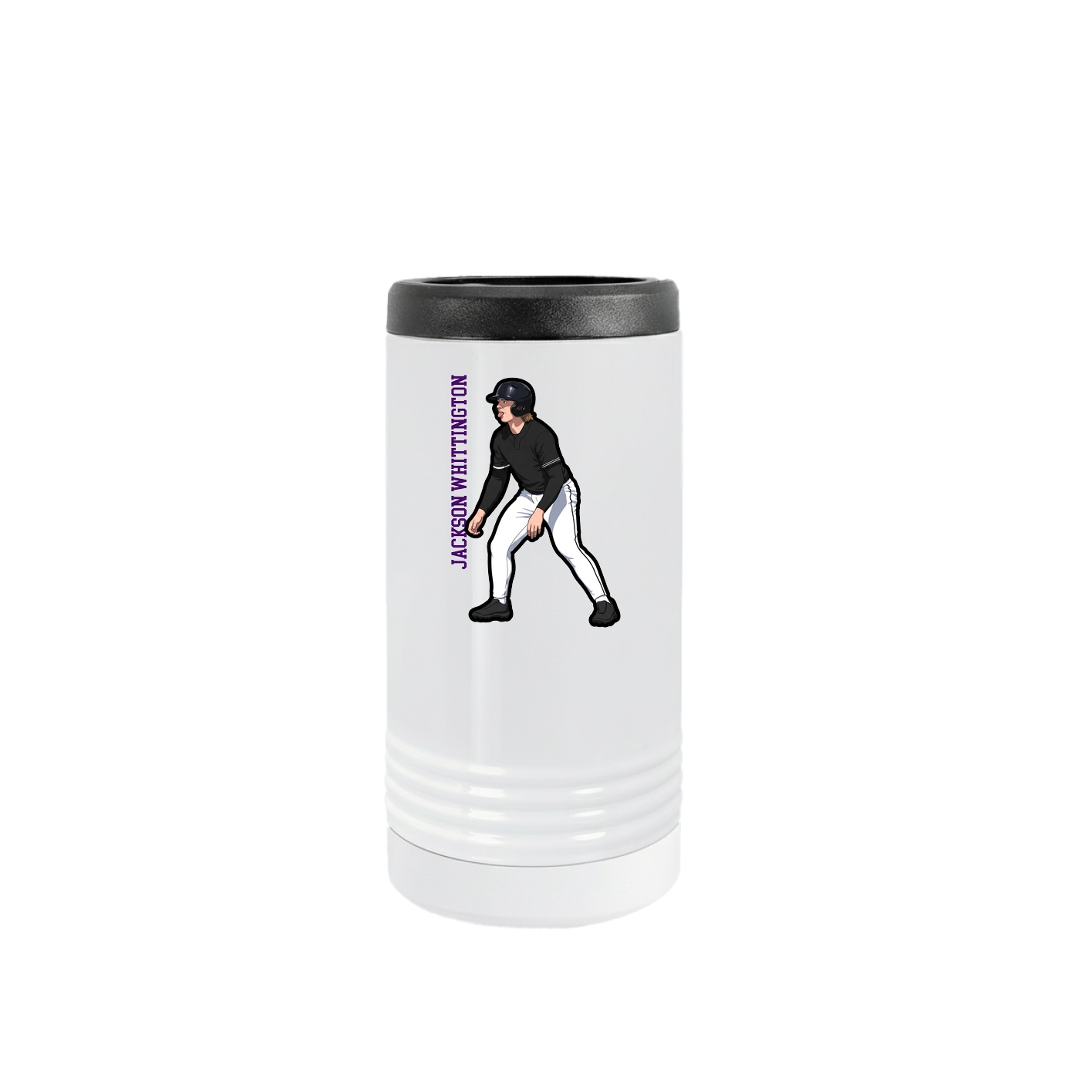 Slim Beverage Holder — Name Vertical in White