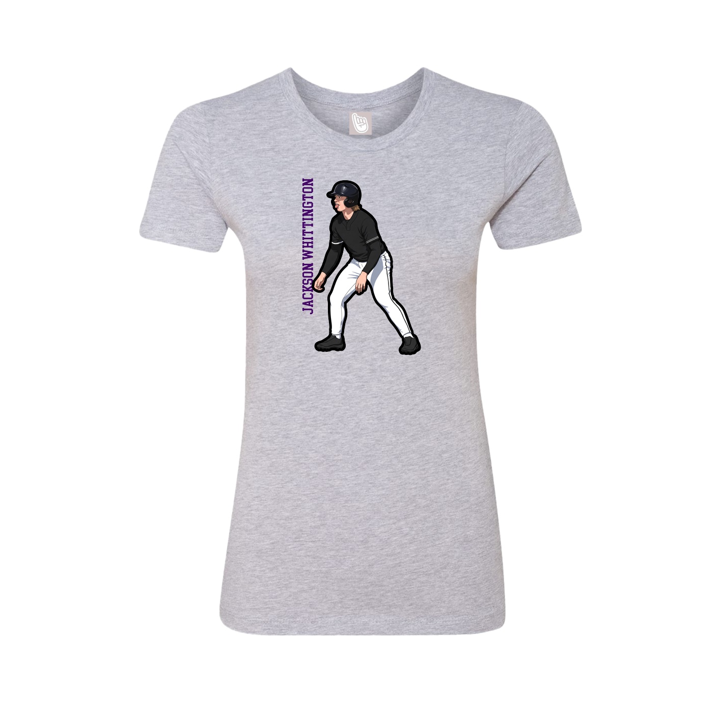 Fitted Women's Tee — Name Vertical in Grey