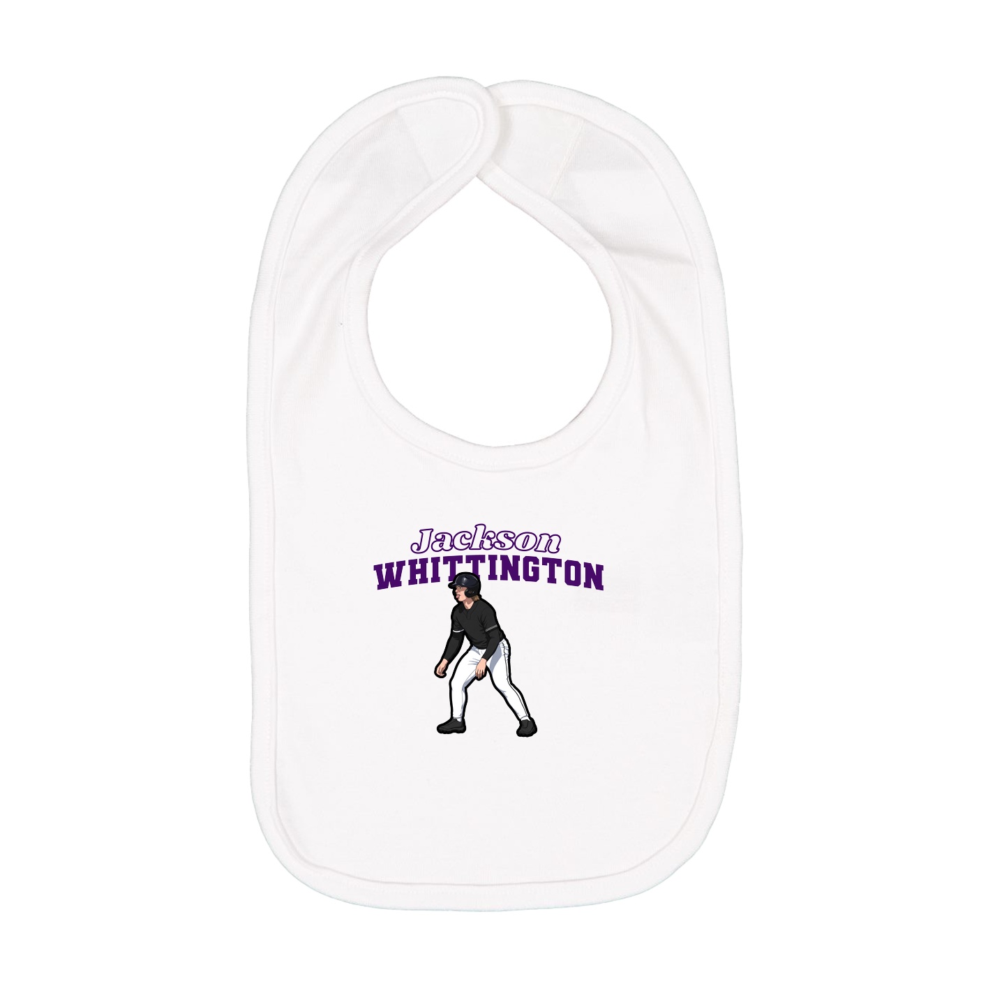 Infant Bib — Name Arch in White