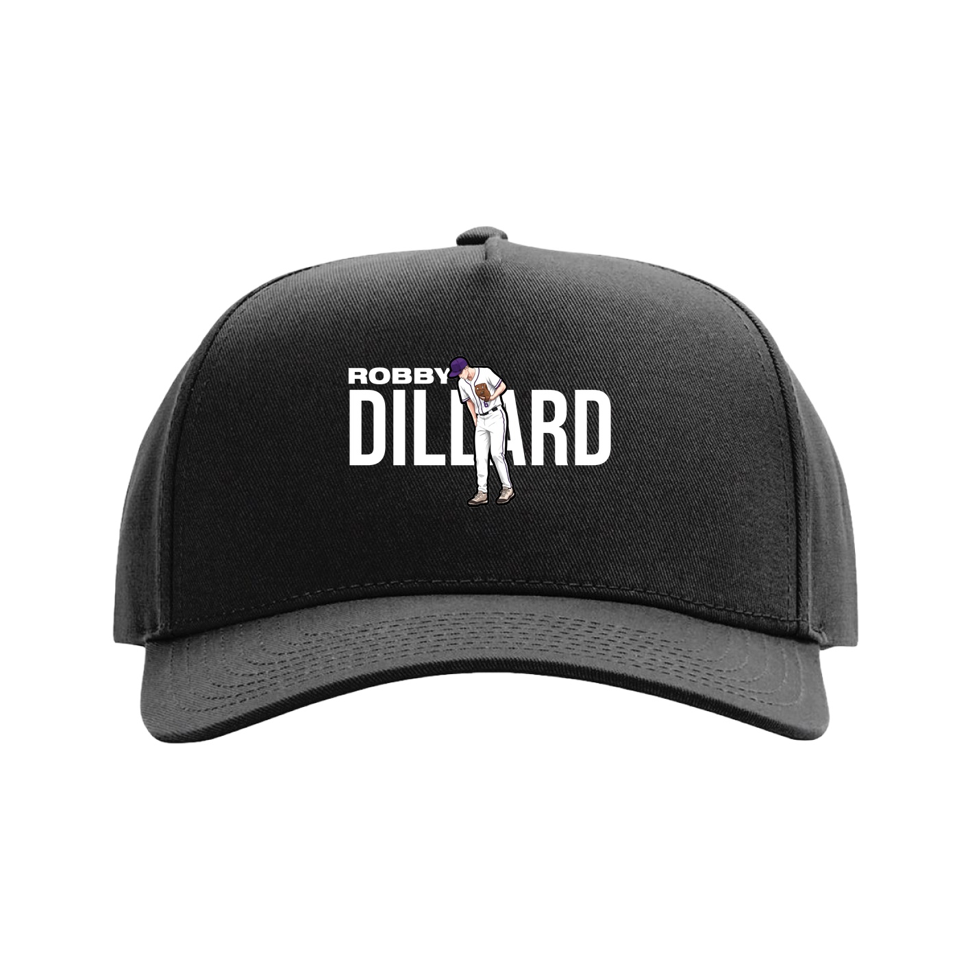 Full Fabric Five-Panel Champ Cap — Player Name in Black