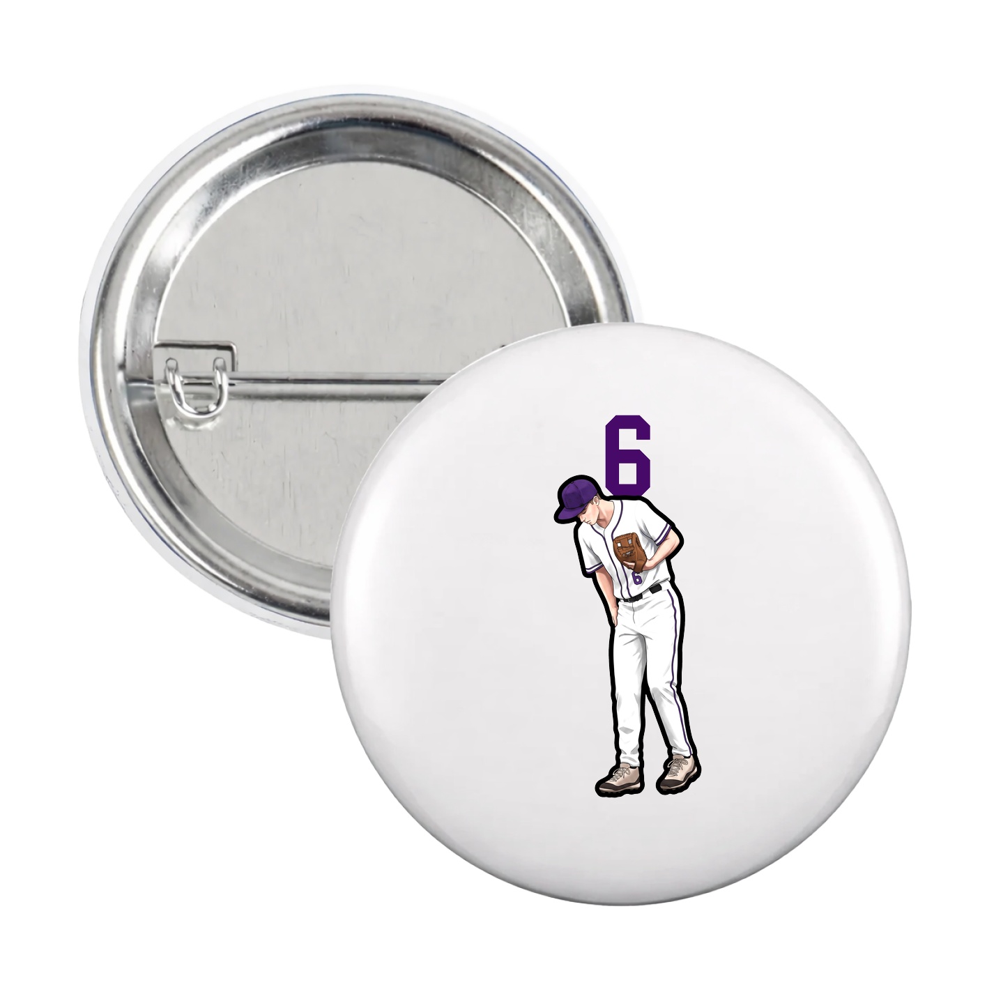 Game Day Button — Number Top in White