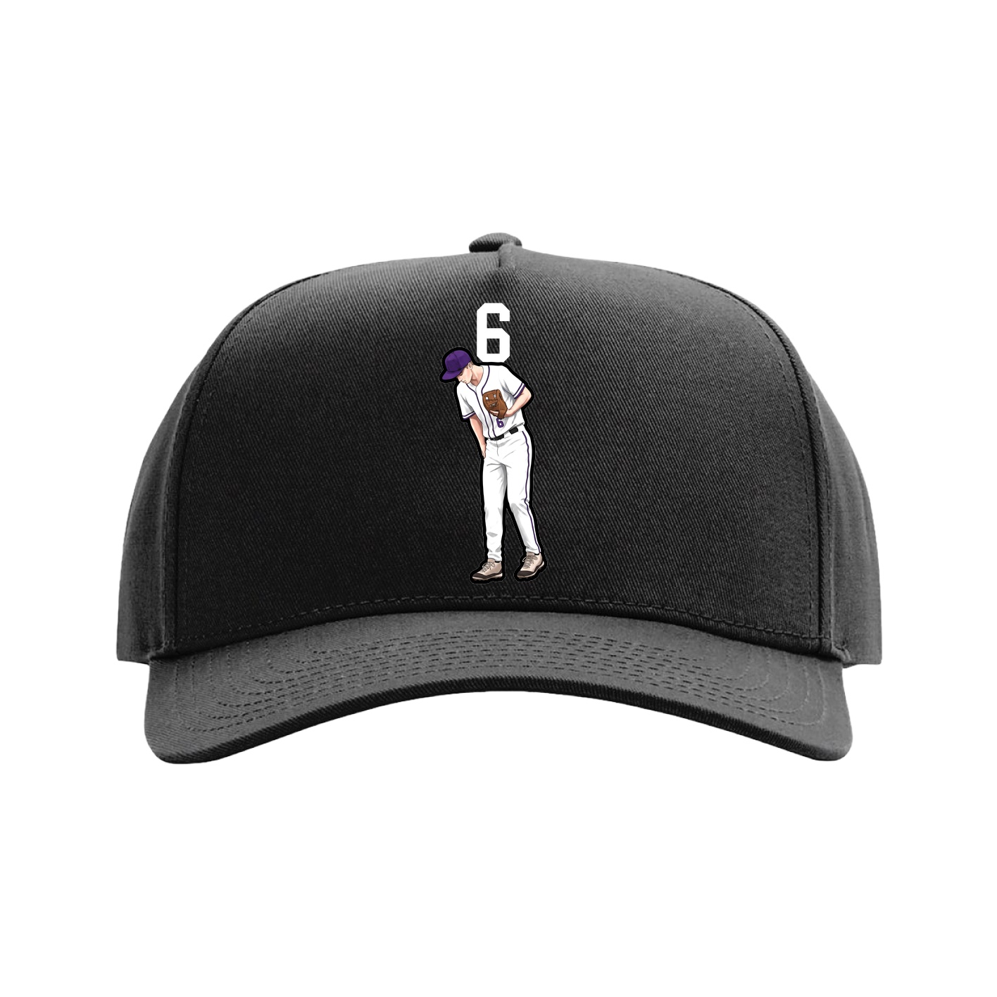 Full Fabric Five-Panel Champ Cap — Number Top in Black
