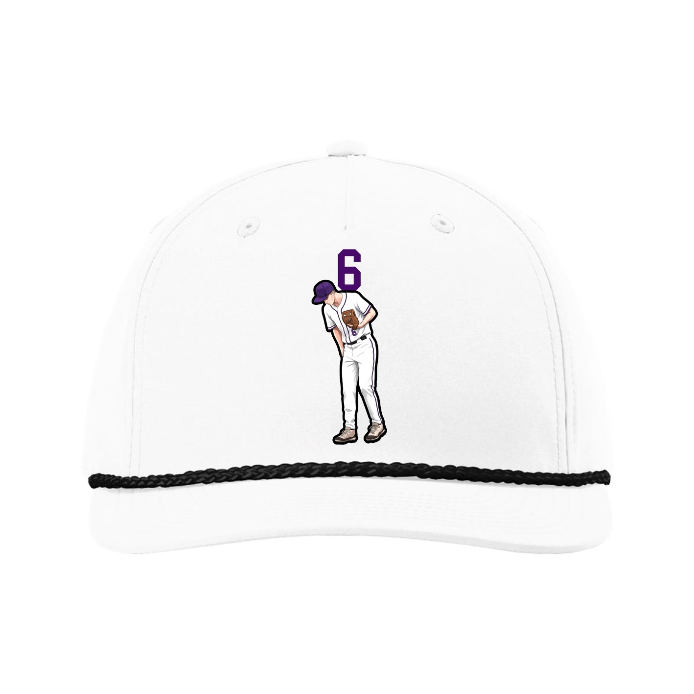 Five-Panel Classic Rope Cap — Number Top in White