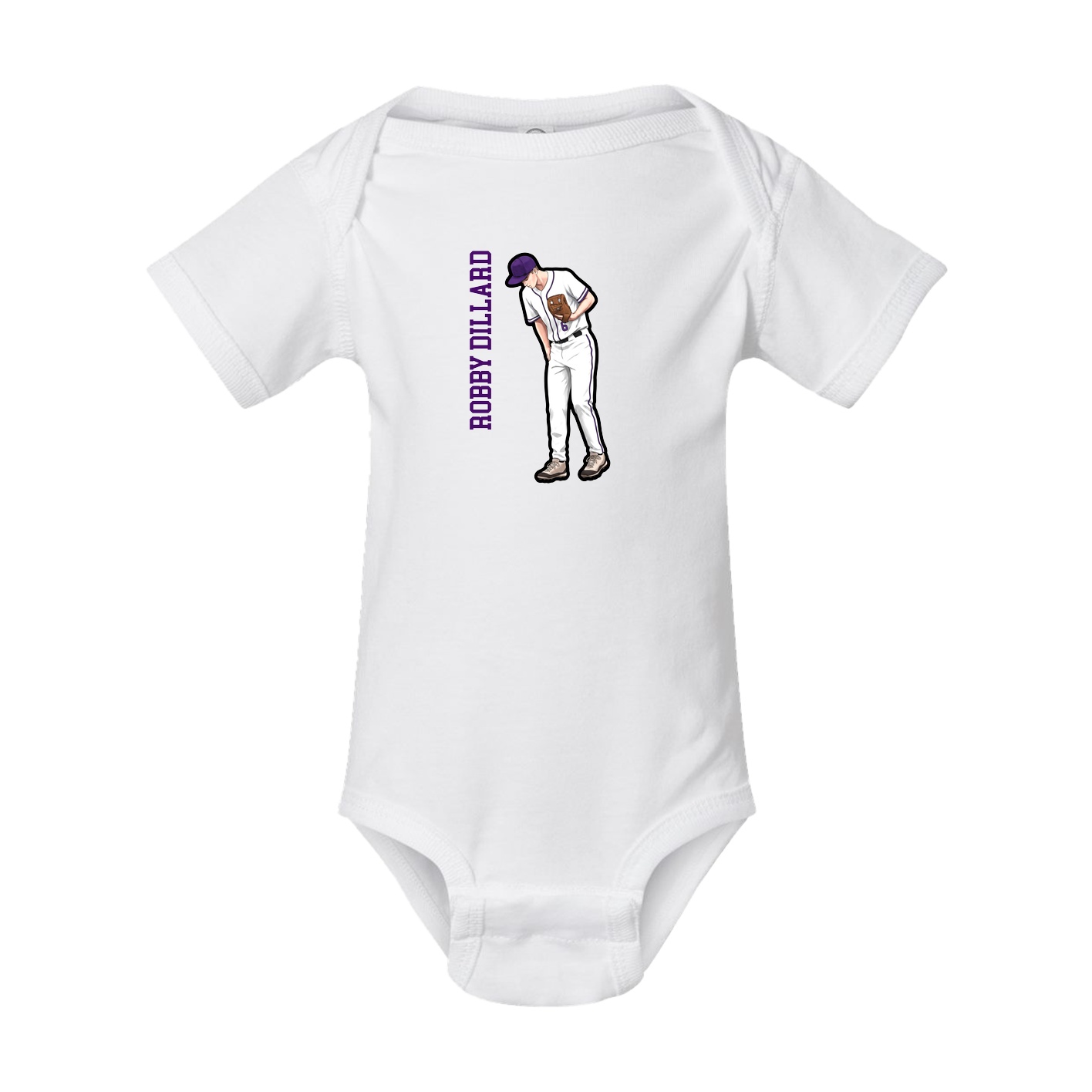 Baby Onesie — Name Vertical in White
