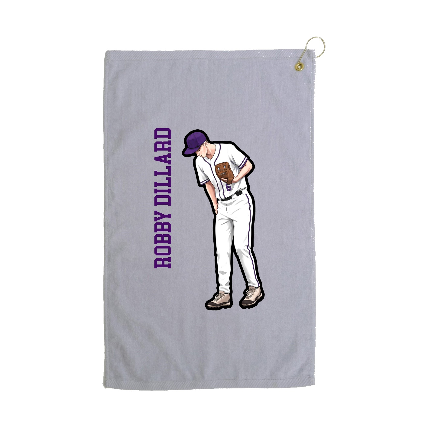 Golf Towel — Name Vertical in Grey
