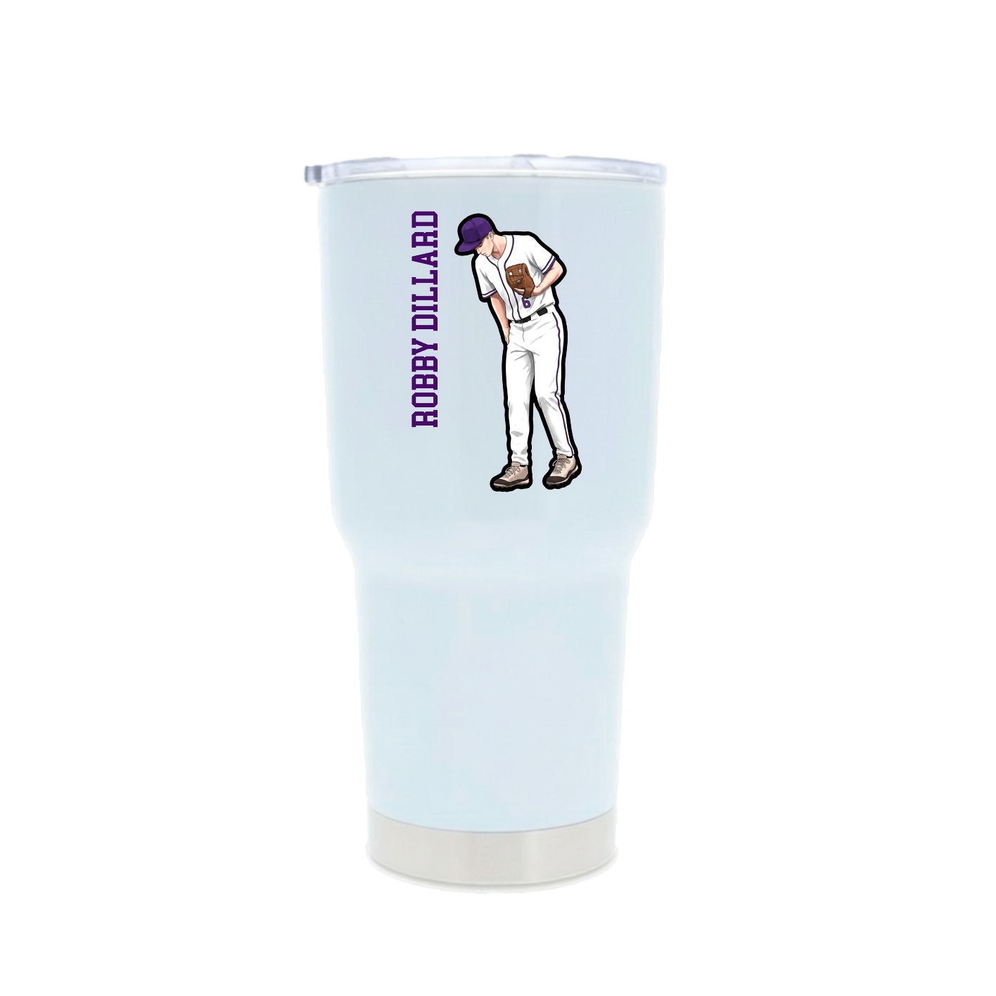 30oz Stainless Steel Tumbler — Name Vertical in White