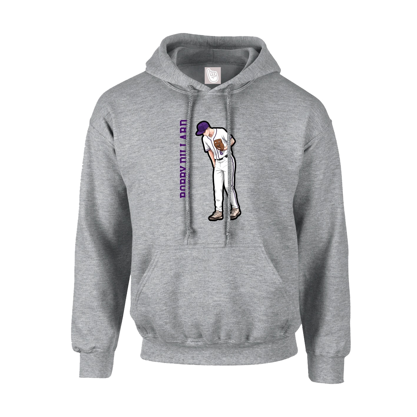 Youth Hoodie — Name Vertical in Grey