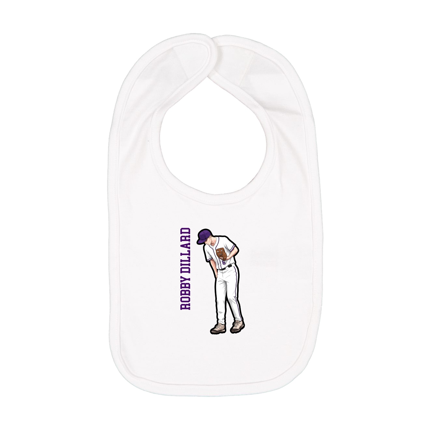 Infant Bib — Name Vertical in White