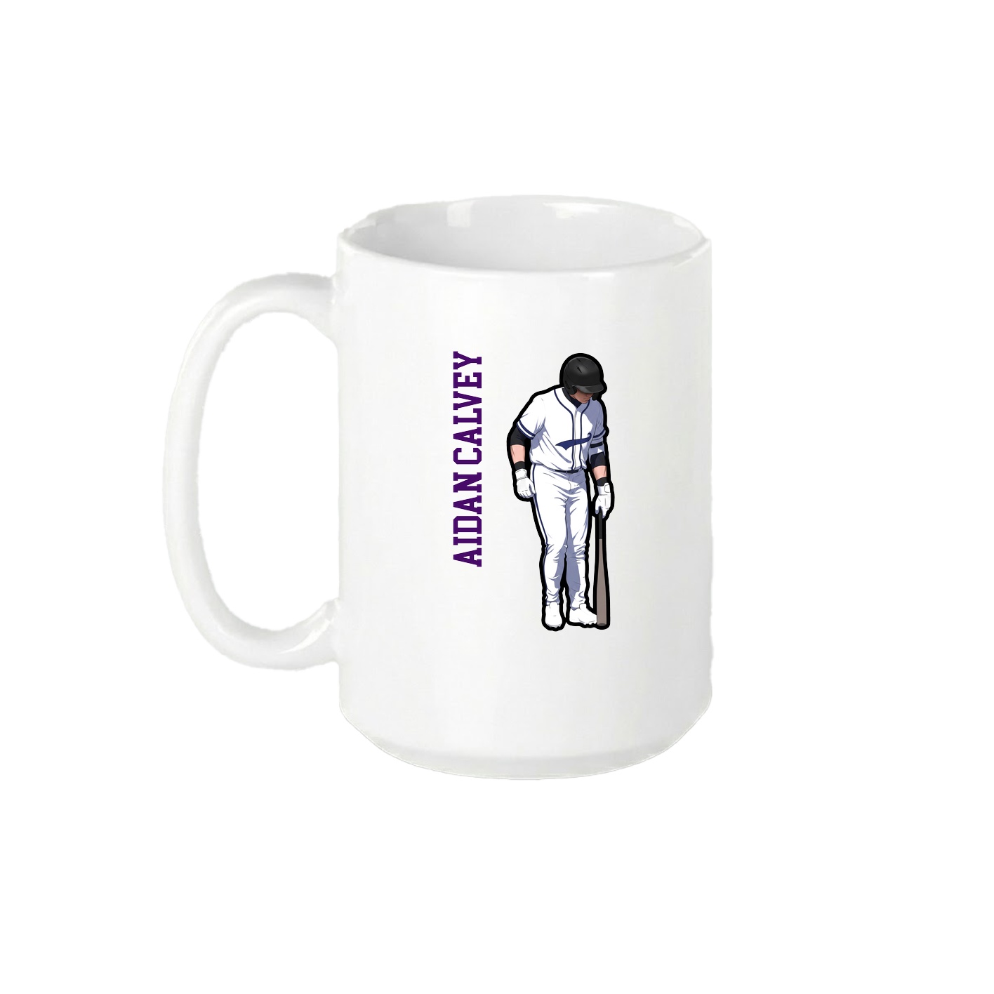 15oz Coffee Mug — Name Vertical in White