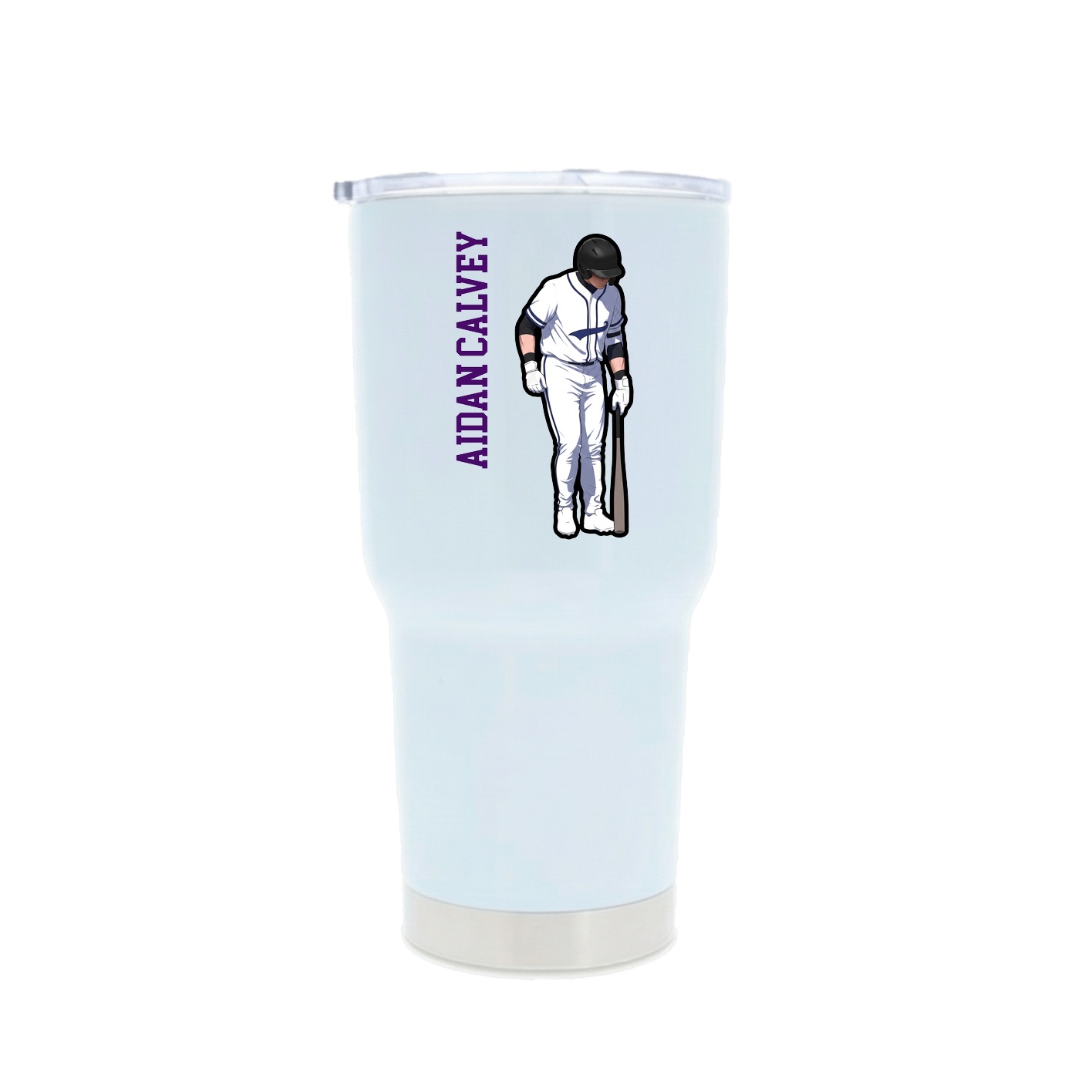 30oz Stainless Steel Tumbler — Name Vertical in White