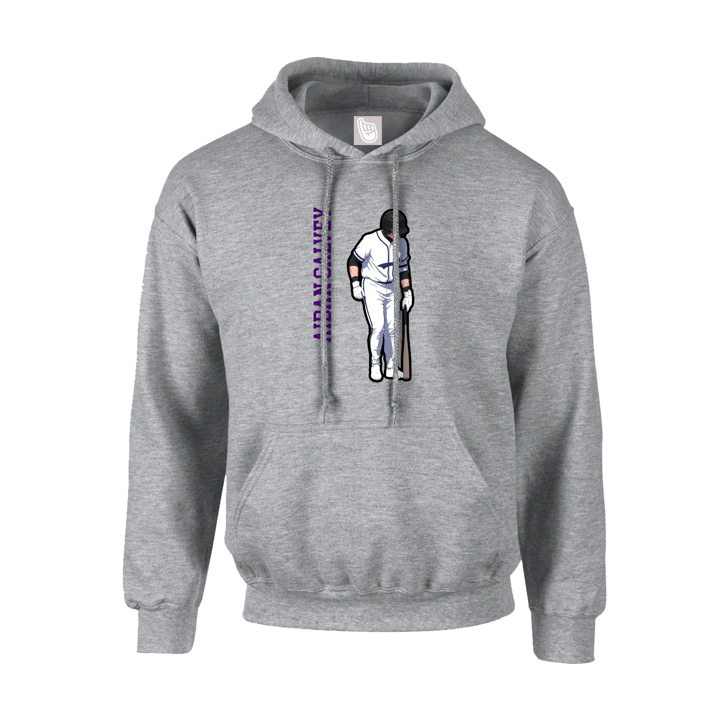 Youth Hoodie — Name Vertical in Grey